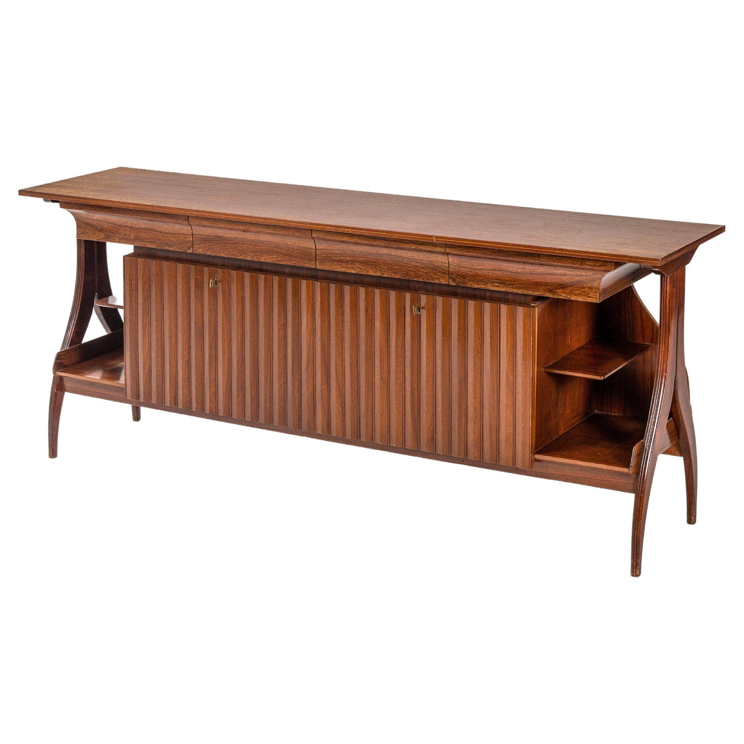 Paolo Buffa Elegant wood sideboard Italian design 1950s For Sale