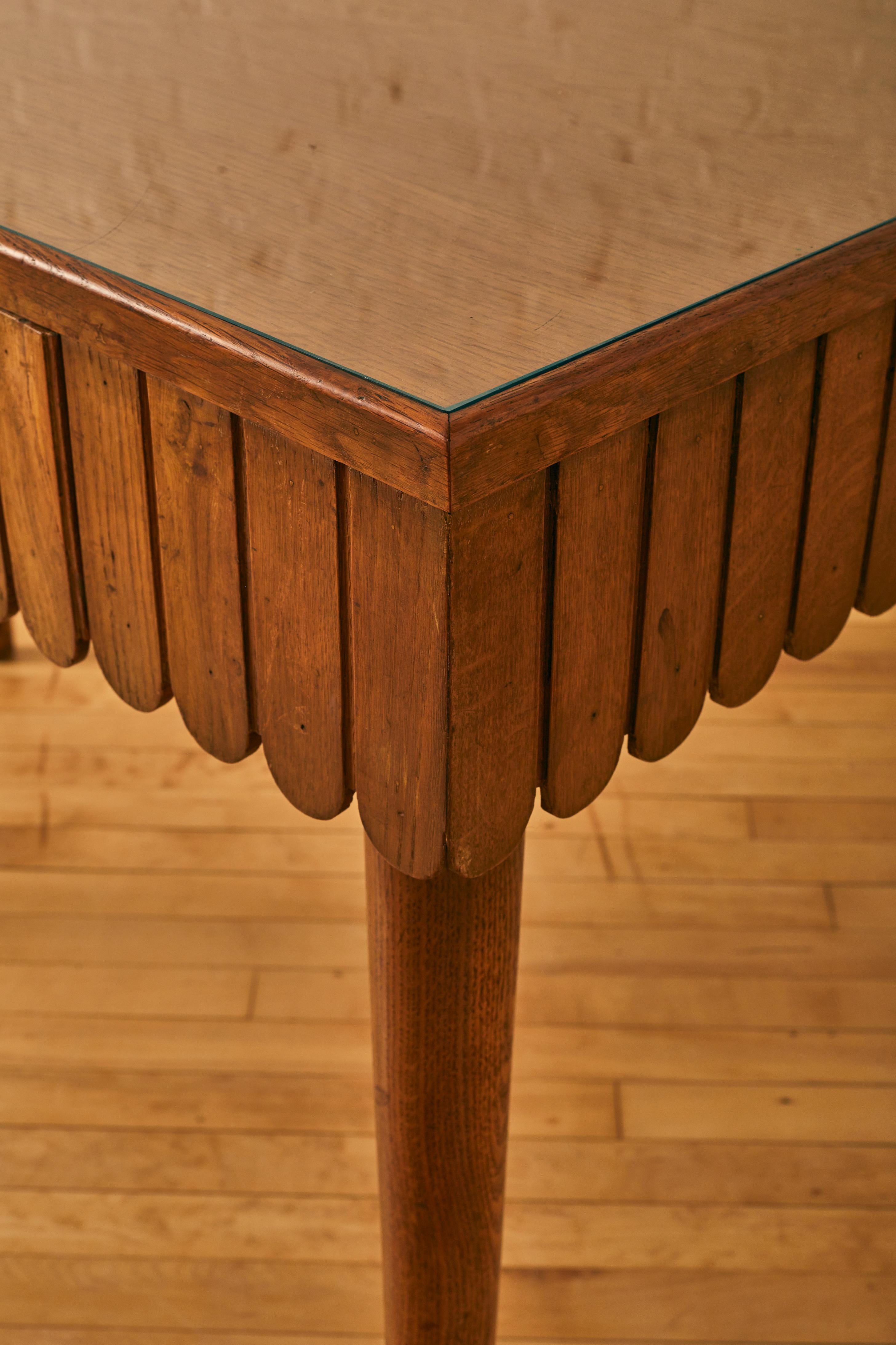 Paolo Buffa Elm Wood Scalloped Console Table In Good Condition In Long Island City, NY
