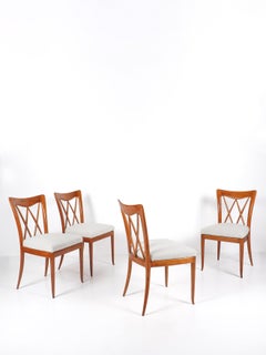 Paolo Buffa - Conjunto de 4 chaises en cerisier & tissu vers 1940