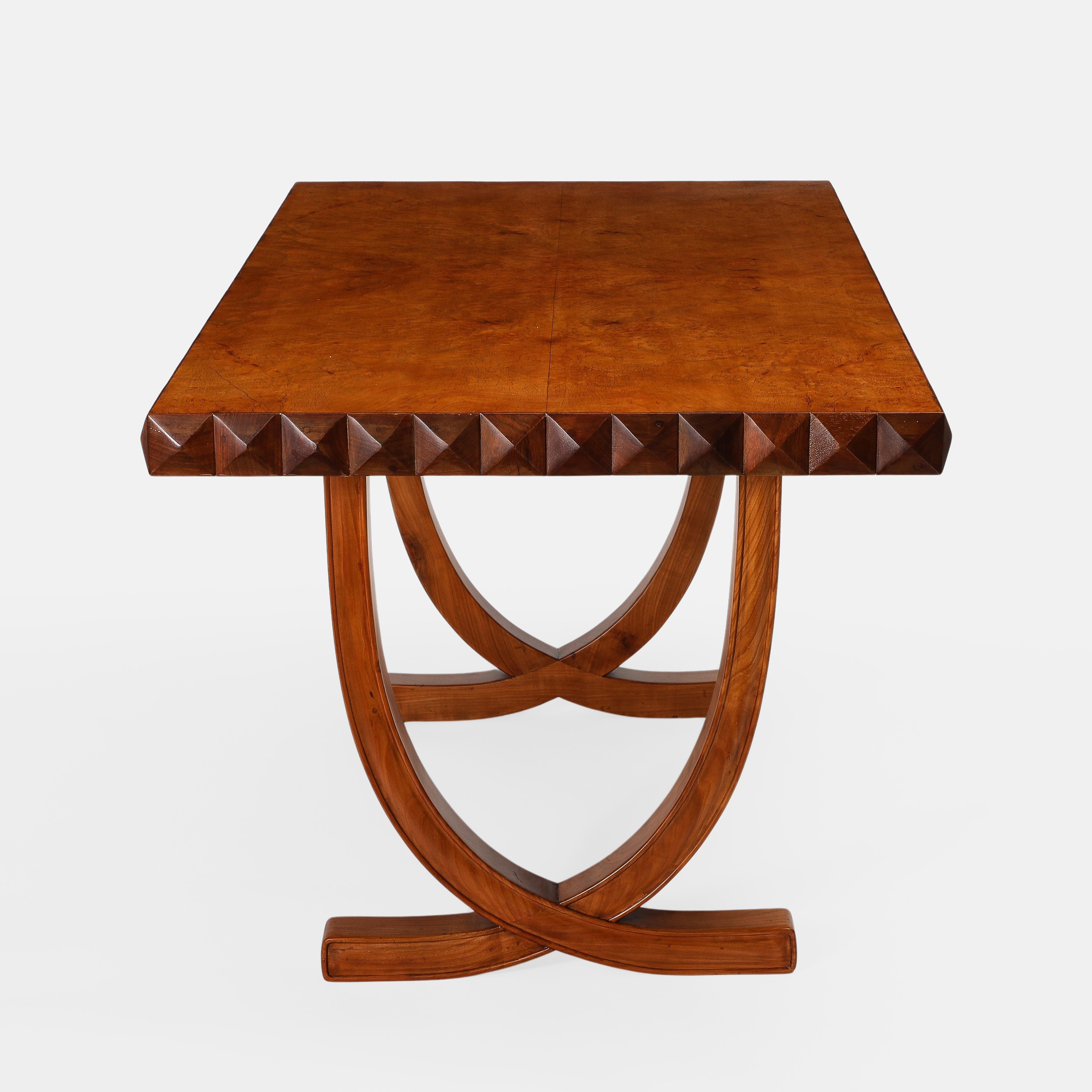 Polished Paolo Buffa for Serafino Arrighi Rare Cherry and Walnut Rectangular Table, 1940s For Sale