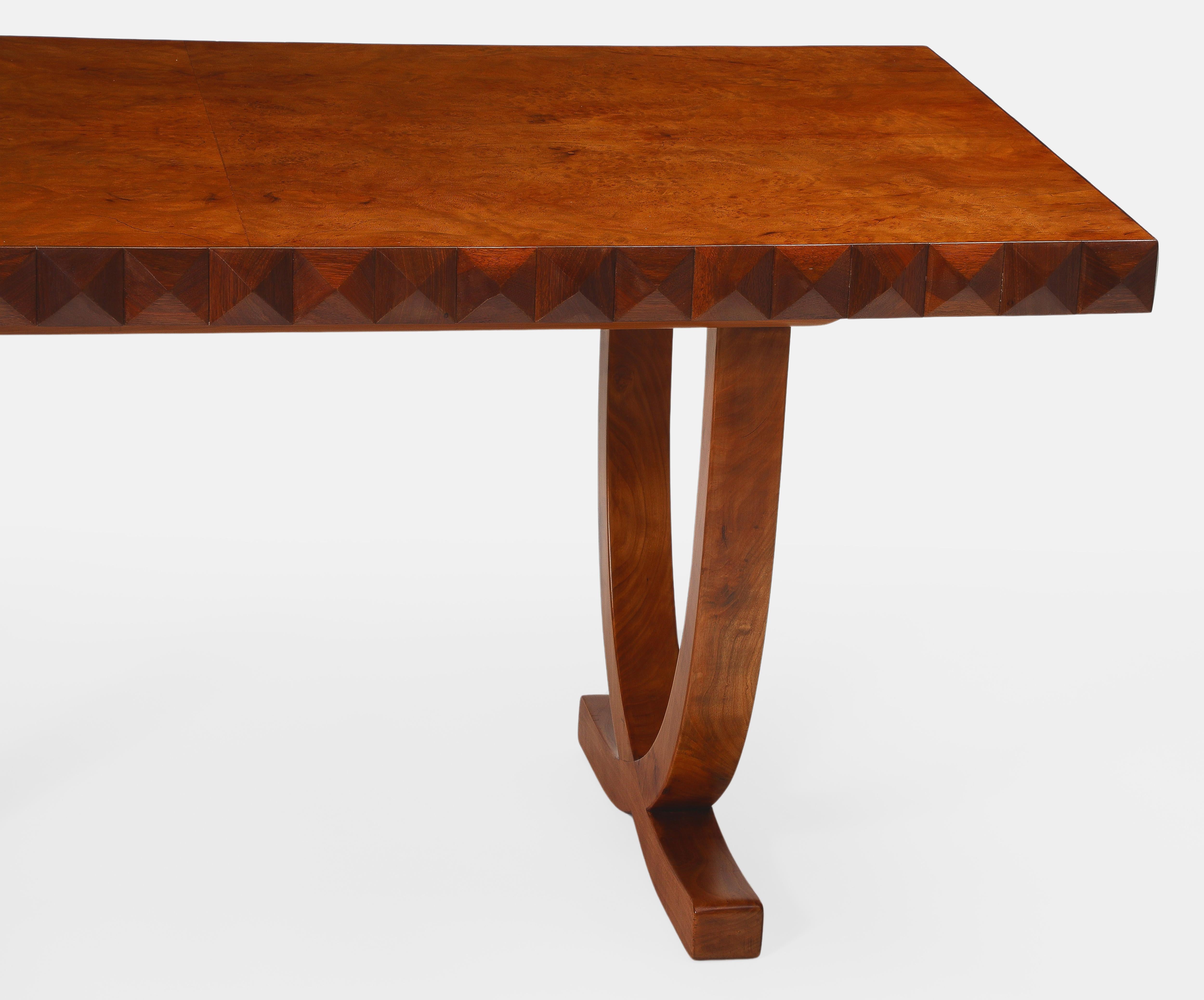 Mid-20th Century Paolo Buffa for Serafino Arrighi Rare Cherry and Walnut Rectangular Table, 1940s For Sale