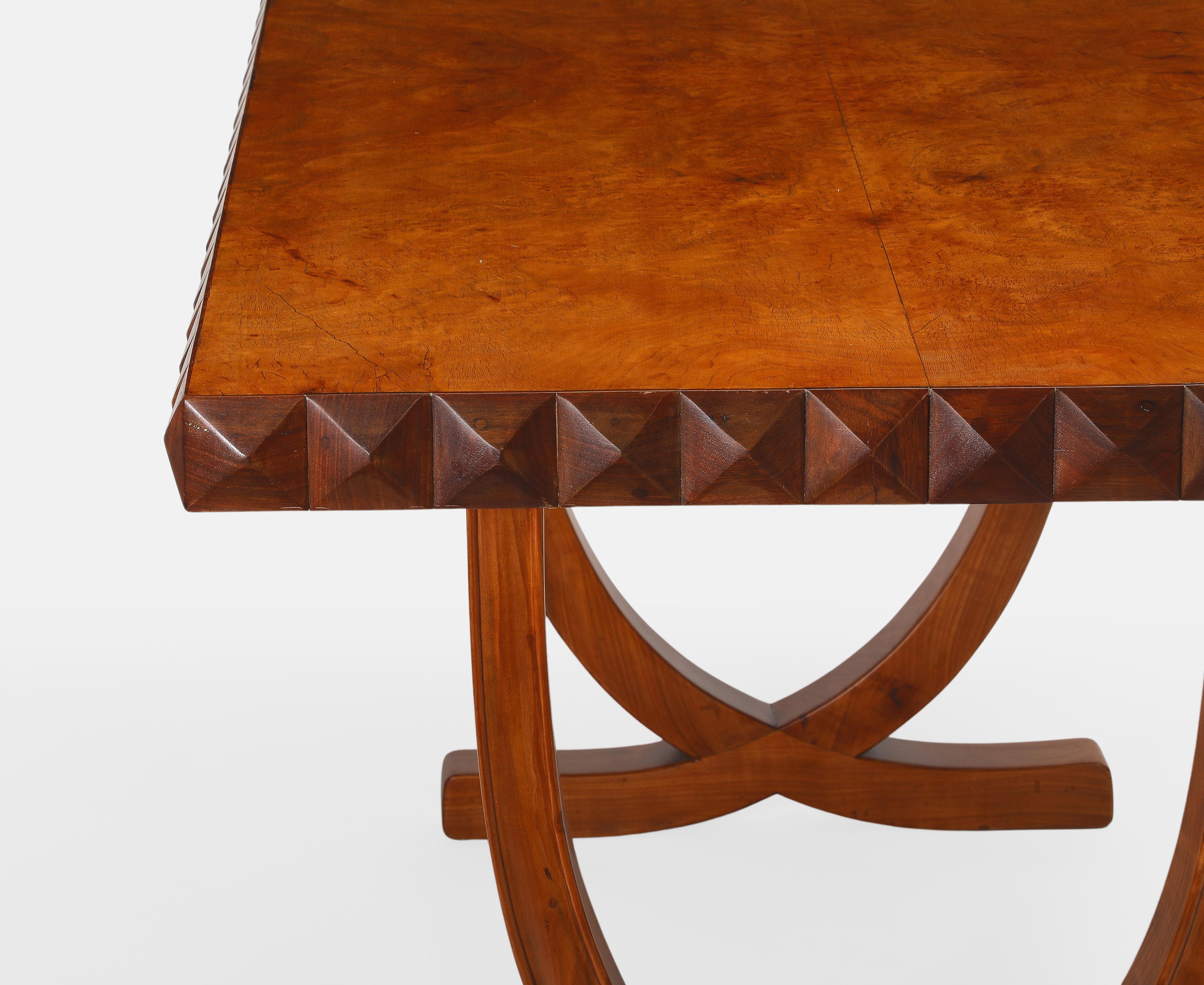 Paolo Buffa for Serafino Arrighi Rare Cherry and Walnut Rectangular Table, 1940s For Sale 1