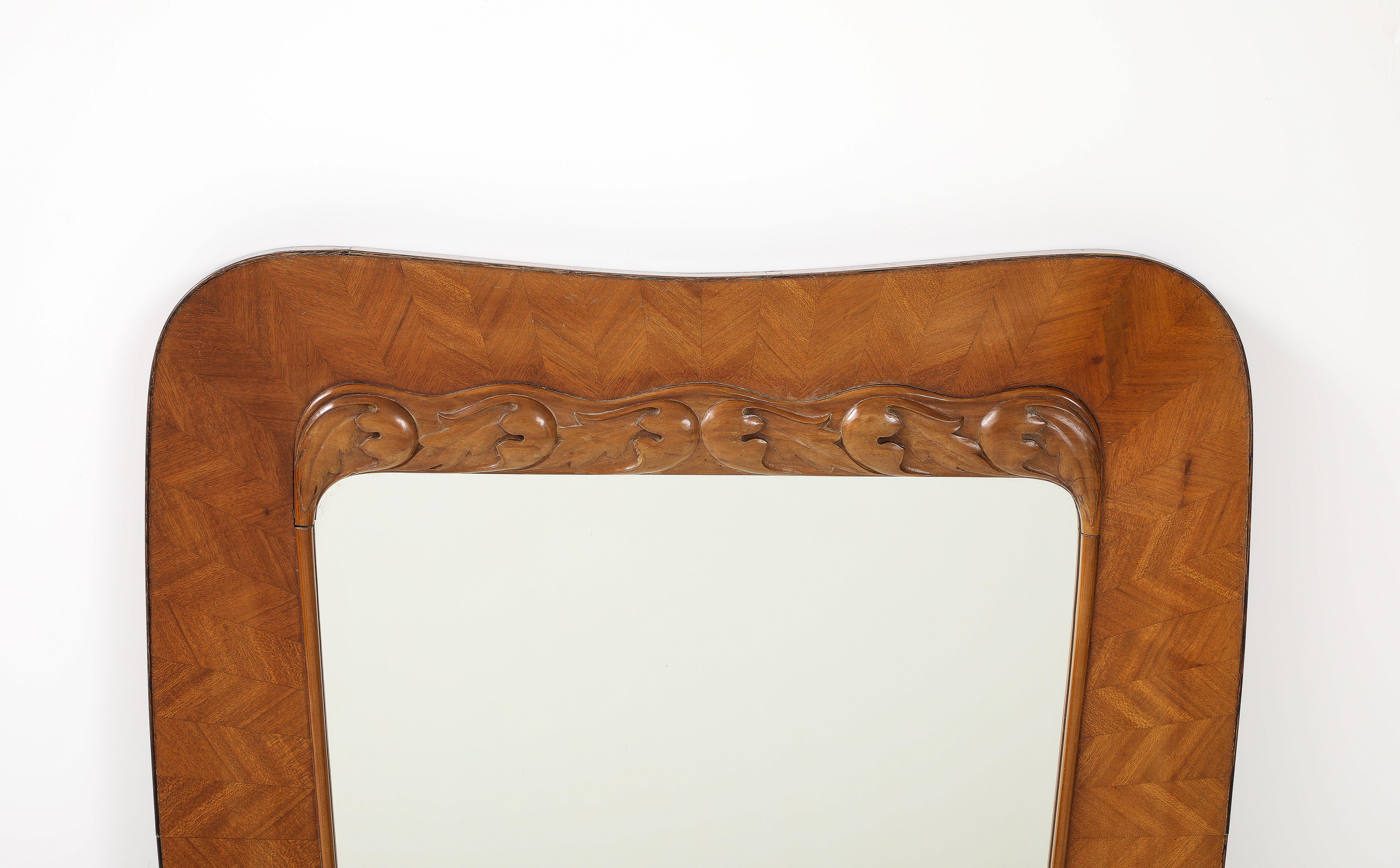 Italian Paolo Buffa for Serafino Arrighi Rare Walnut Radicca Mirror, Italy, 1930s For Sale