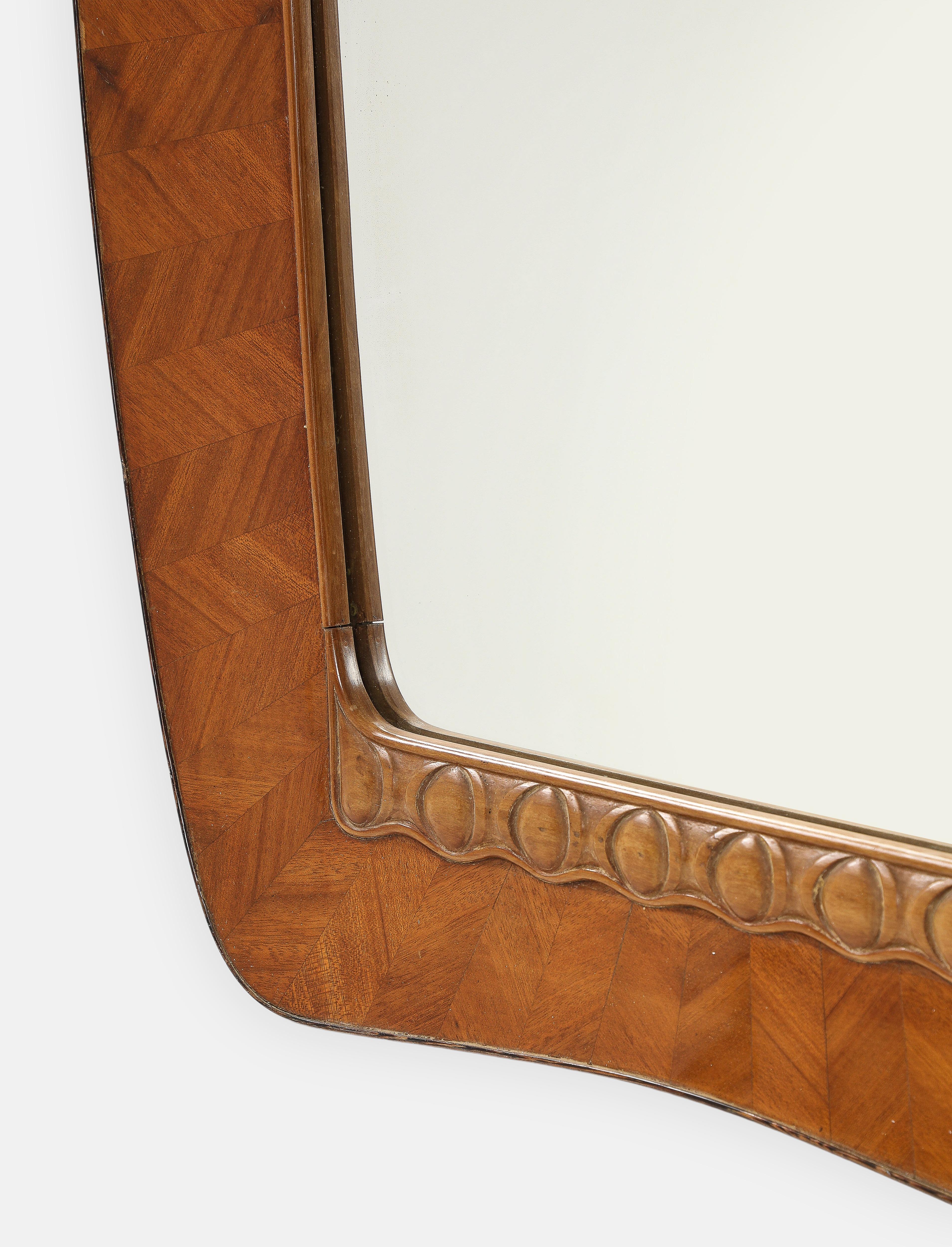 Paolo Buffa for Serafino Arrighi Rare Walnut Radicca Mirror, Italy, 1930s For Sale 2