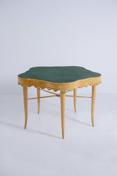 Paolo Buffa Game Table in Maple Wood and Brass and Velvet, 1950s