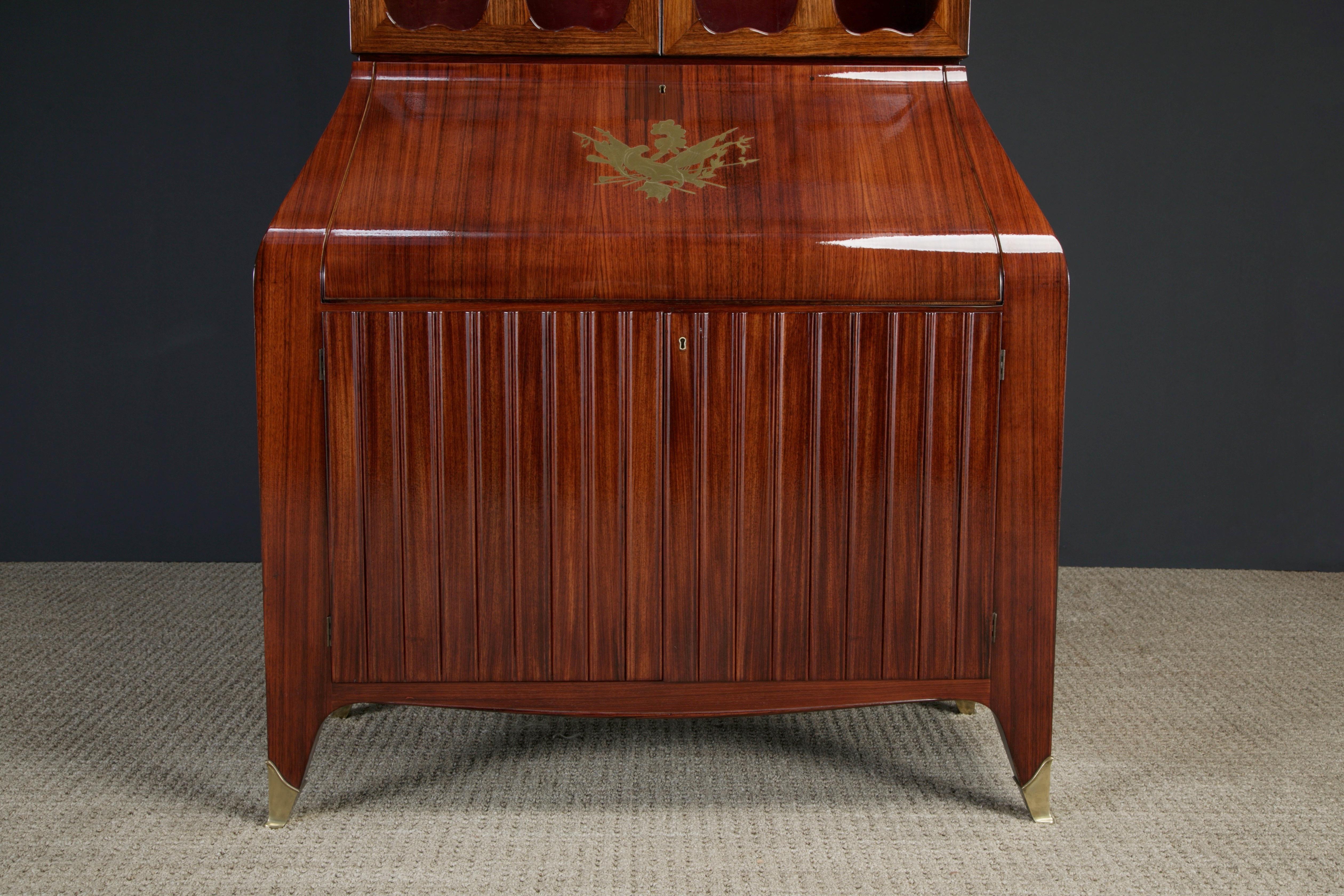 Paolo Buffa & Giovanni Gariboldi, Sekretär-Schrank mit Intarsien aus Messing, um 1950, restauriert im Angebot 8