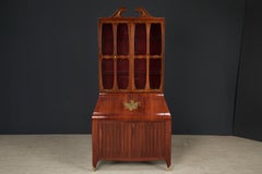 Paolo Buffa & Giovanni Gariboldi Inlaid Brass Secretary Cabinet c 1950, Restored