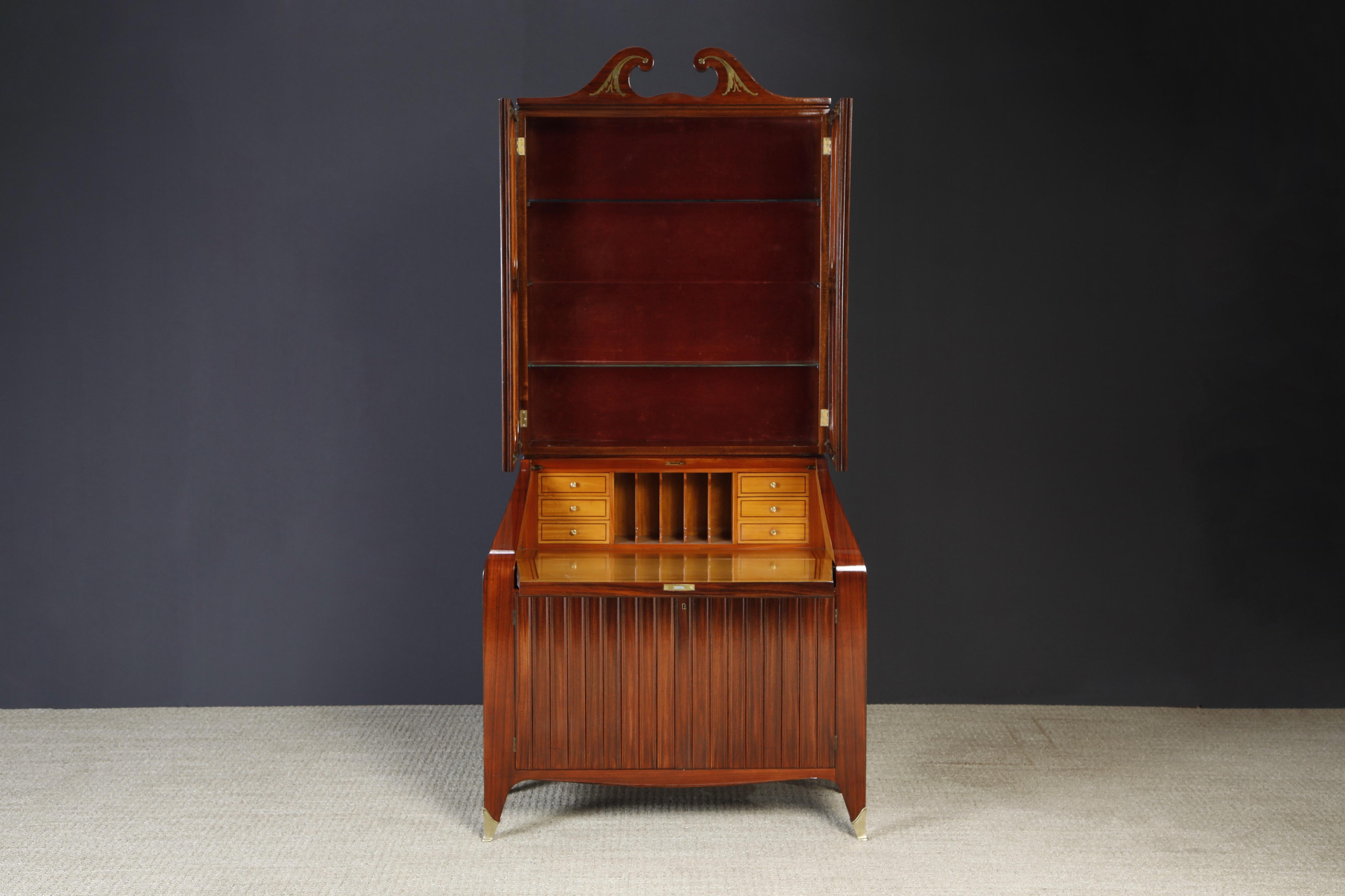 Paolo Buffa & Giovanni Gariboldi, Sekretär-Schrank mit Intarsien aus Messing, um 1950, restauriert (Italienisch) im Angebot