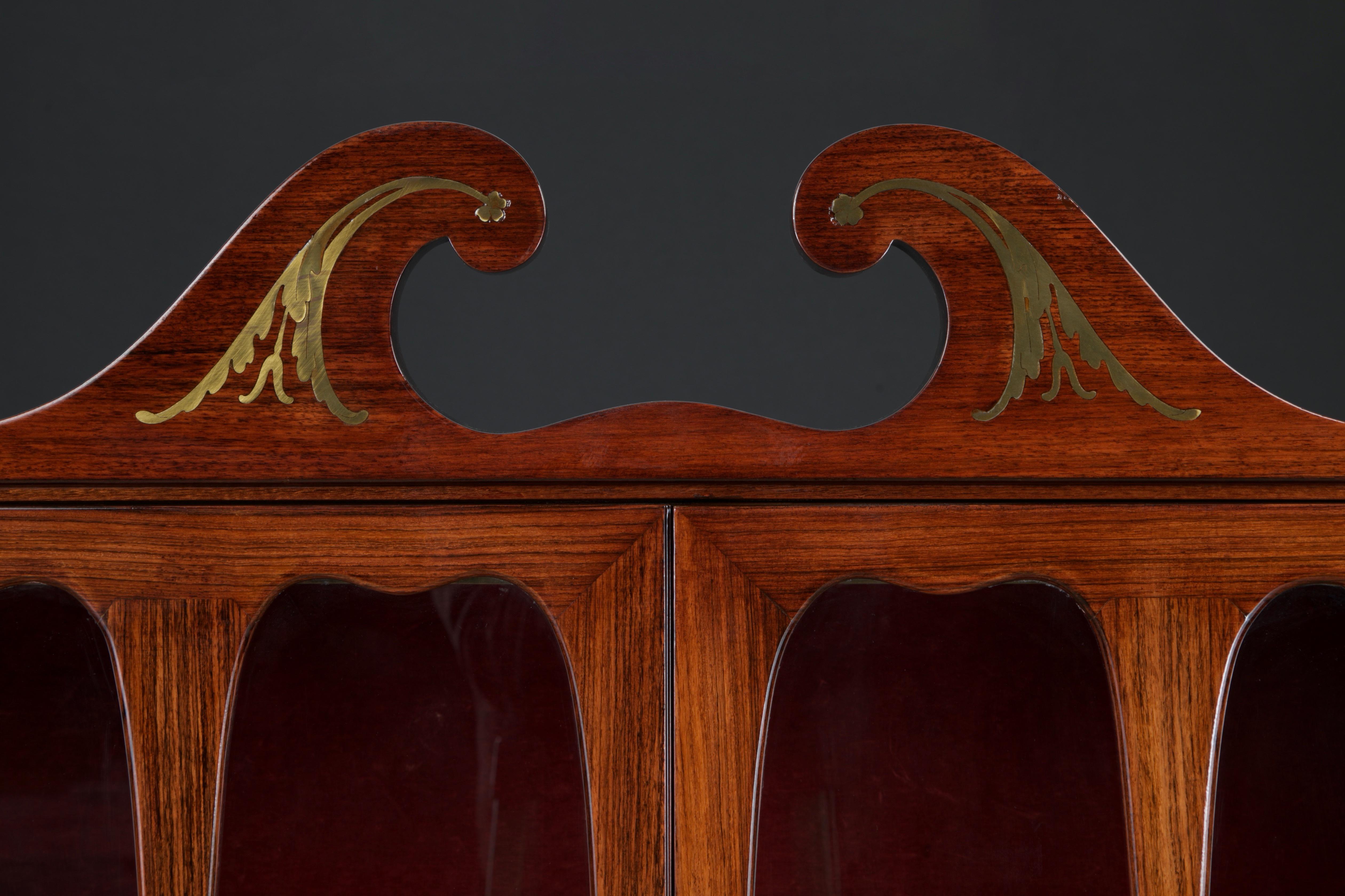 Paolo Buffa & Giovanni Gariboldi, Sekretär-Schrank mit Intarsien aus Messing, um 1950, restauriert im Angebot 1