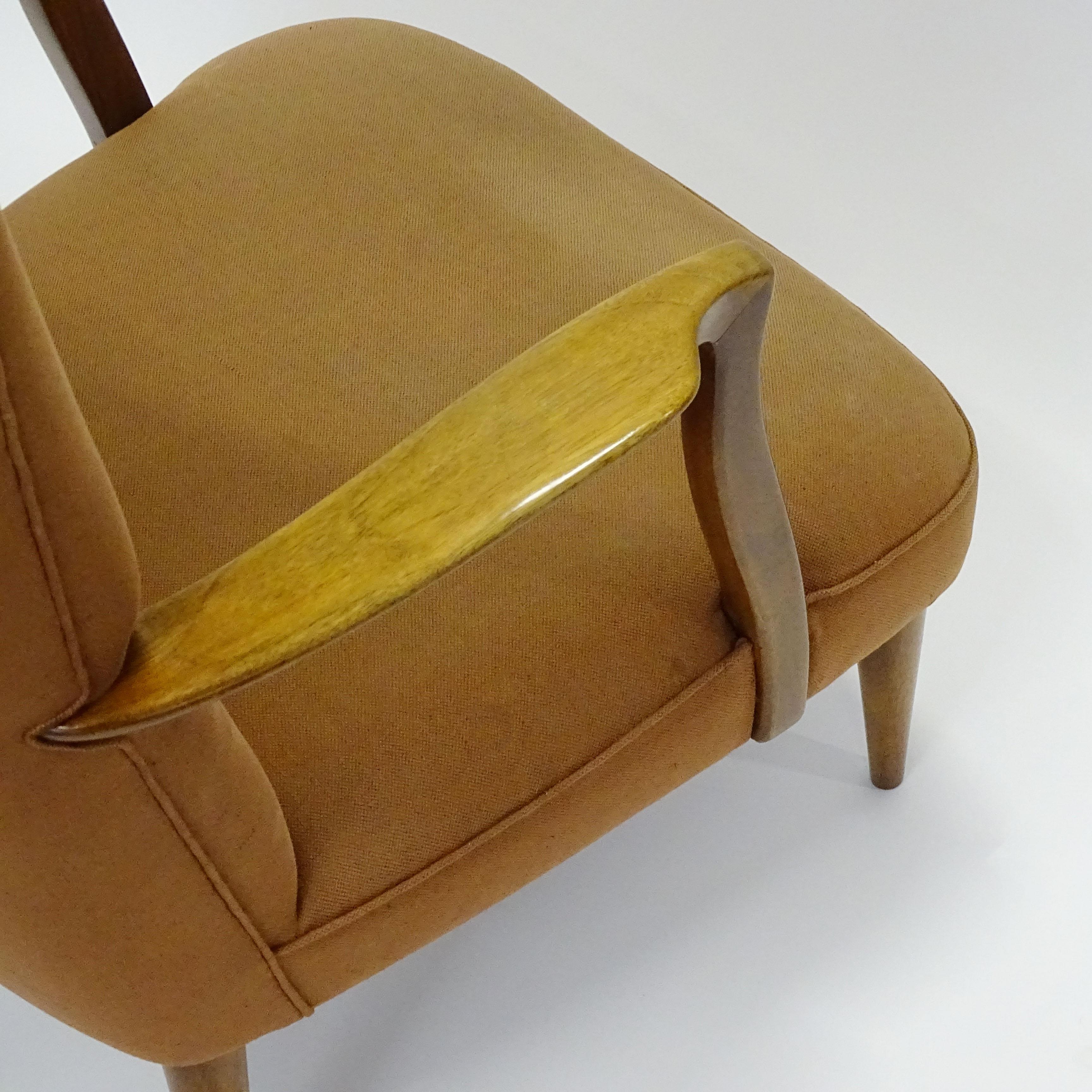 Mid-Century Modern Paolo Buffa High Back Armchairs in Original Ochre Upholstery, Italy, 1940s