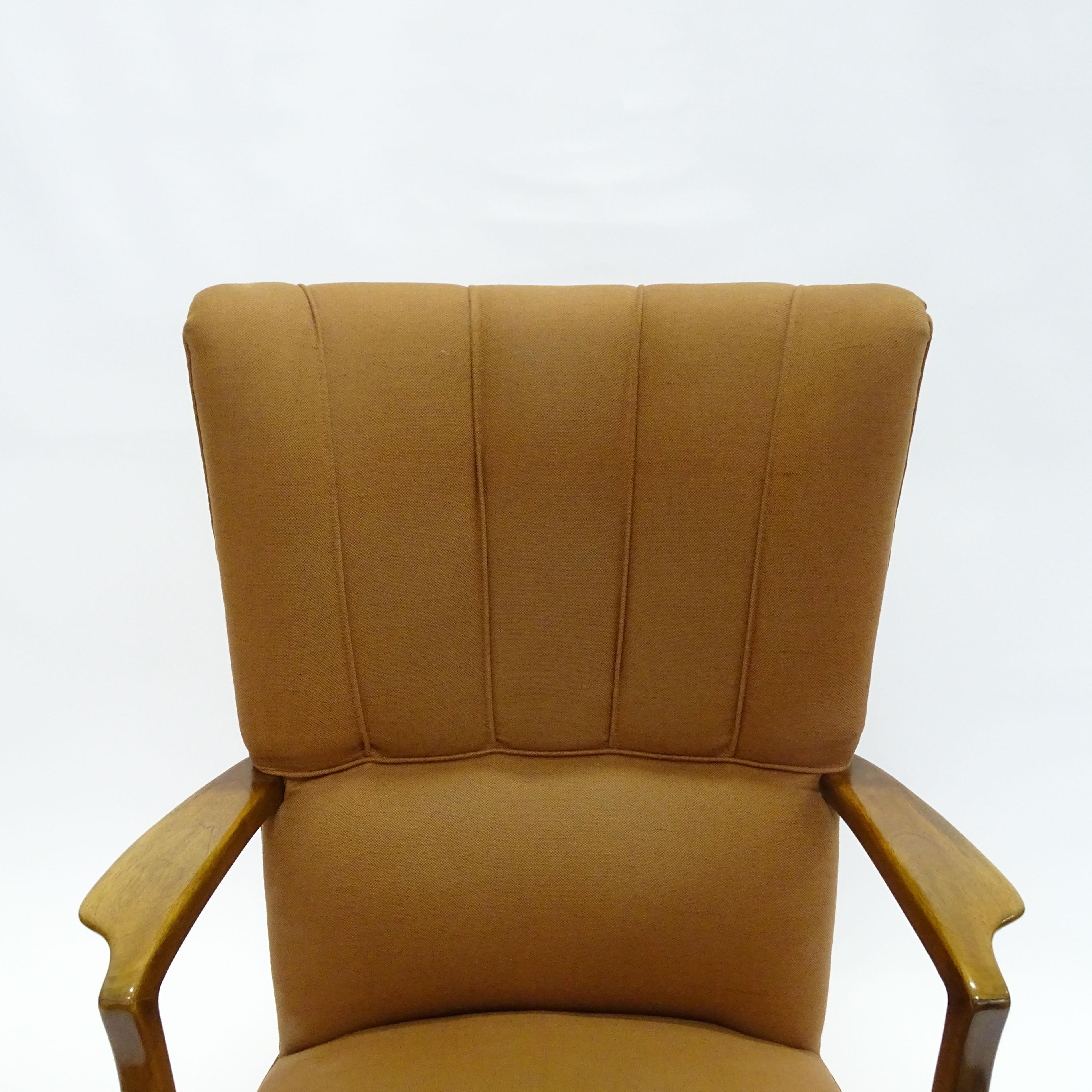 Paolo Buffa High Back Armchairs in Original Ochre Upholstery, Italy, 1940s 2