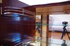 Paolo Buffa Italian Bar Cabinet with Mirror and Drawers