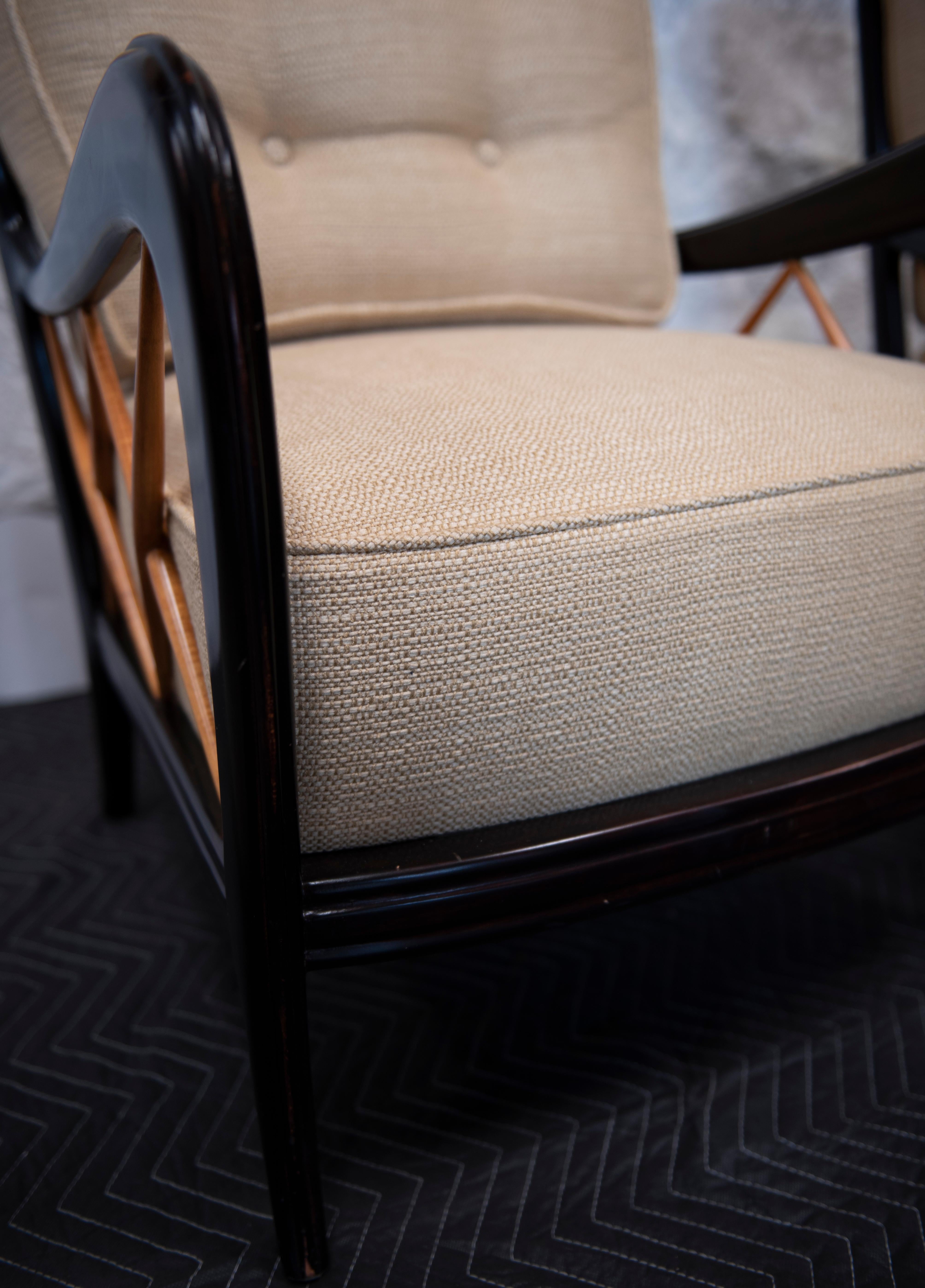 PAOLO BUFFA - ITALIAN  Ebonized Ash ITALIAN FAUTEUILS  9