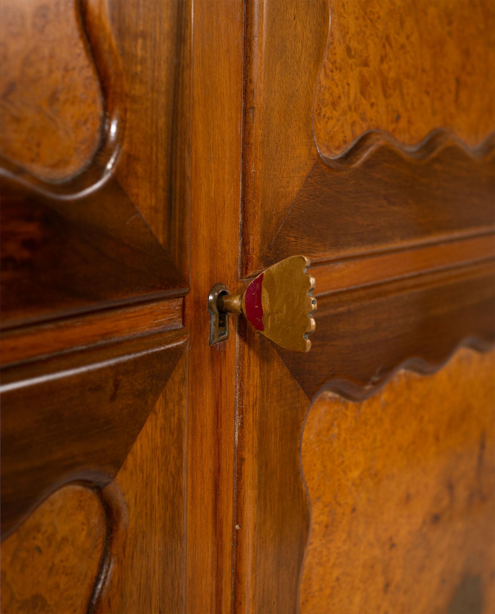 Paolo Buffa Italian Highboard in Walnut, Birch Burl, and Green Marble, 1950's For Sale 5