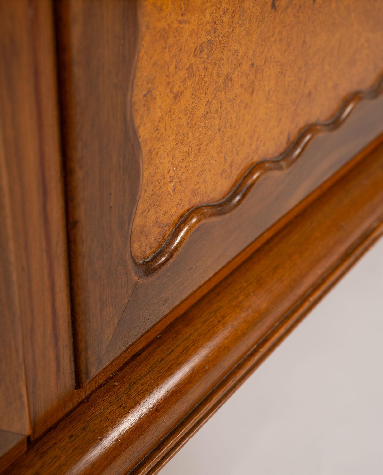Paolo Buffa Italian Highboard in Walnut, Birch Burl, and Green Marble, 1950's For Sale 6