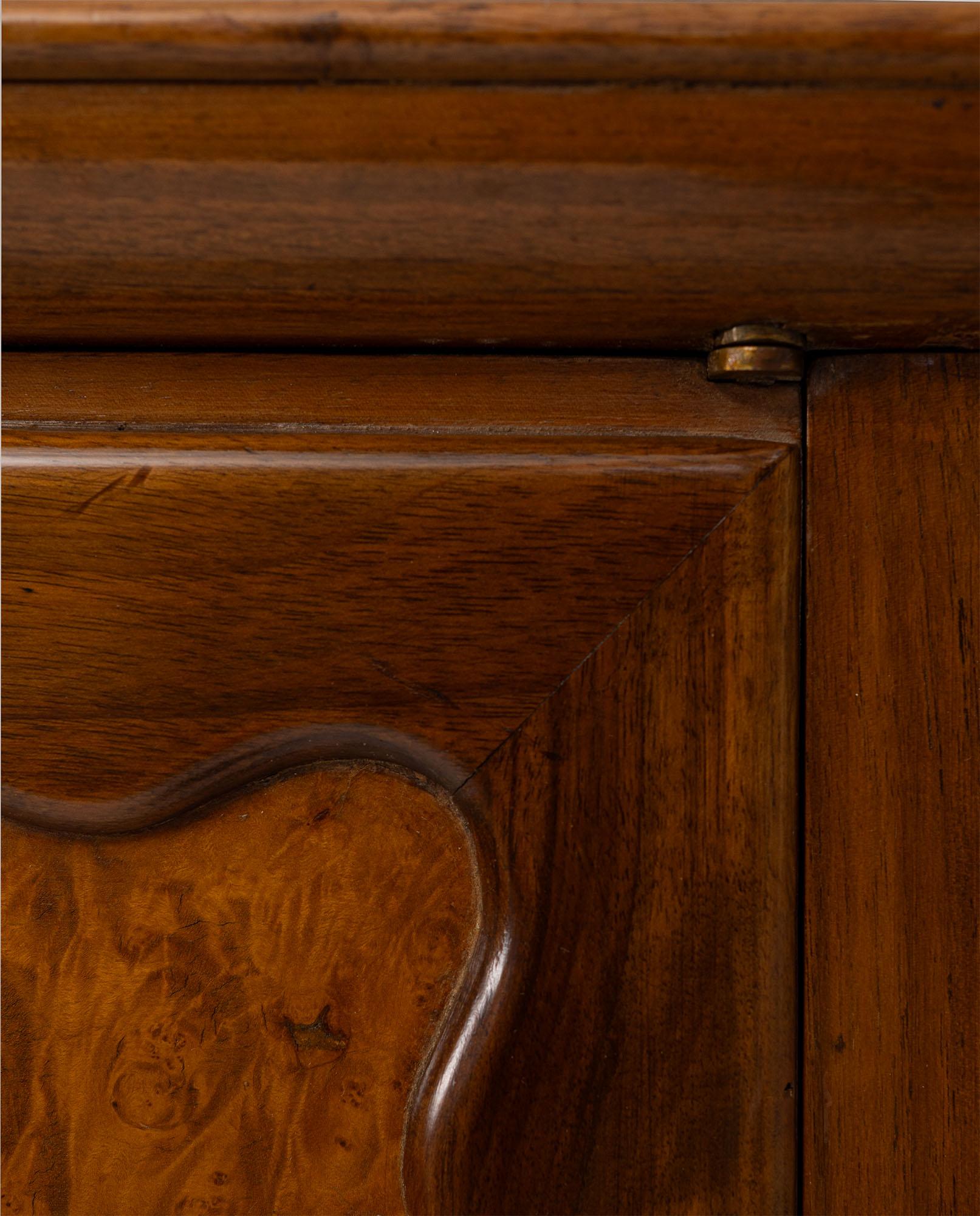 Paolo Buffa Italian Highboard in Walnut, Birch Burl, and Green Marble, 1950's For Sale 11