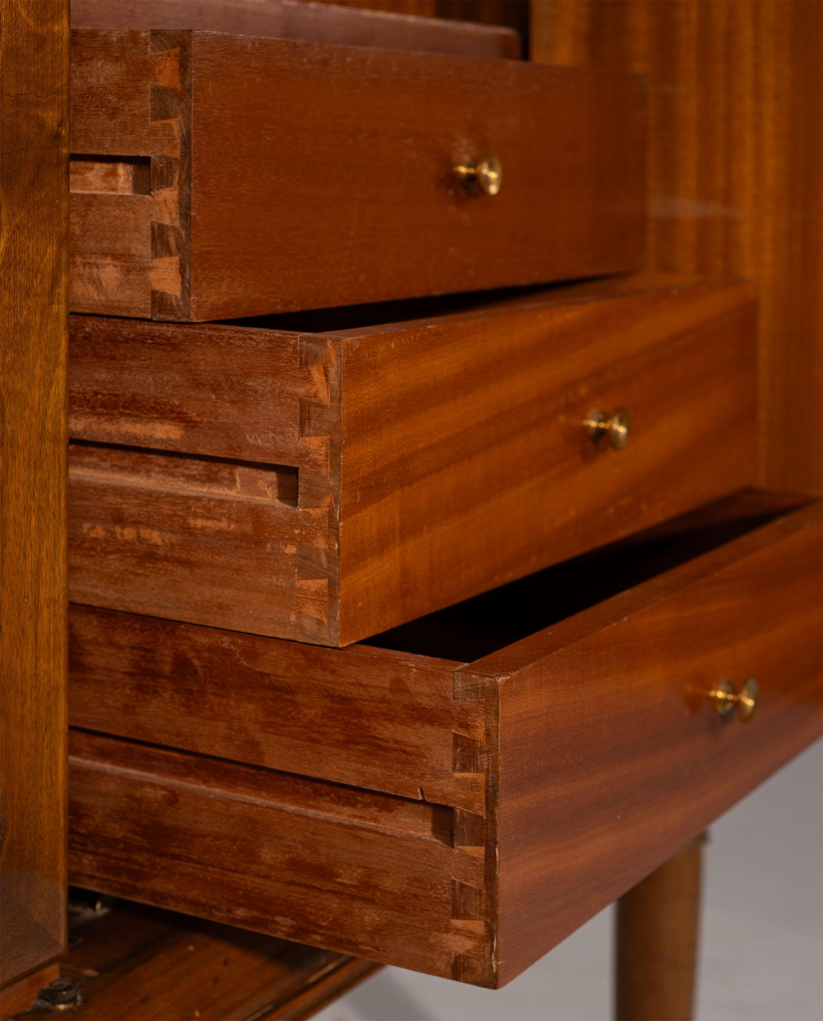 Mid-20th Century Paolo Buffa Italian Highboard in Walnut, Birch Burl, and Green Marble, 1950's For Sale