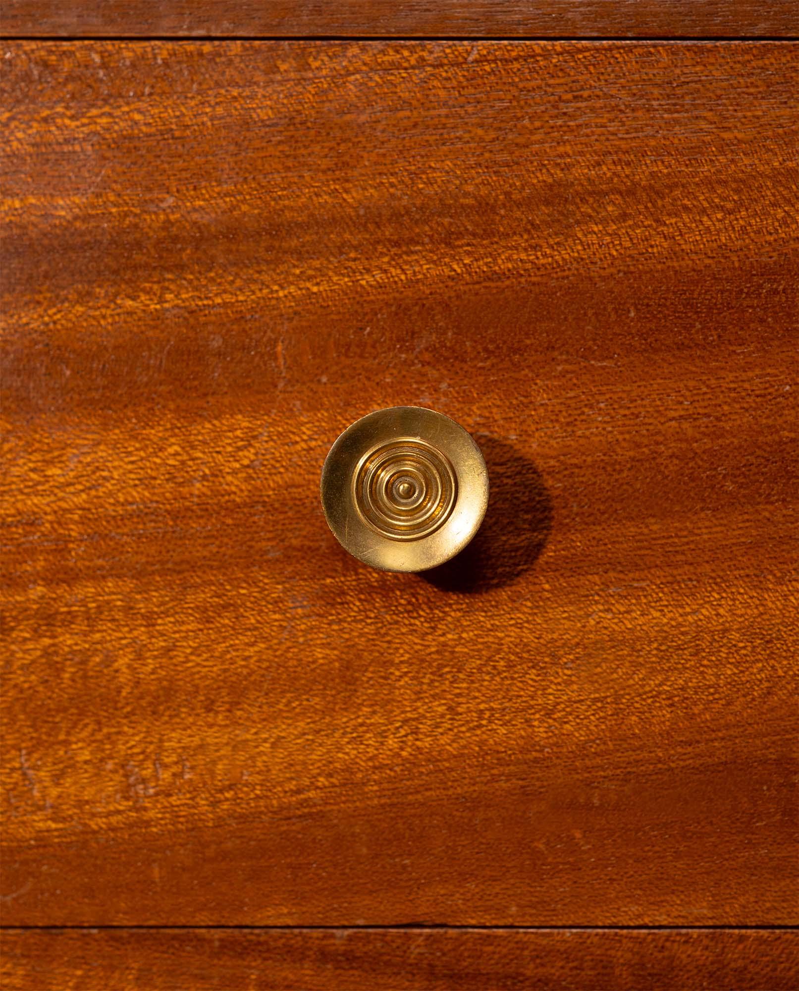 Brass Paolo Buffa Italian Highboard in Walnut, Birch Burl, and Green Marble, 1950's For Sale