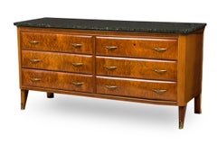 Paolo Buffa Italian Mid-Century Mahogany and Marble 6-Drawer Dresser / Sideboard