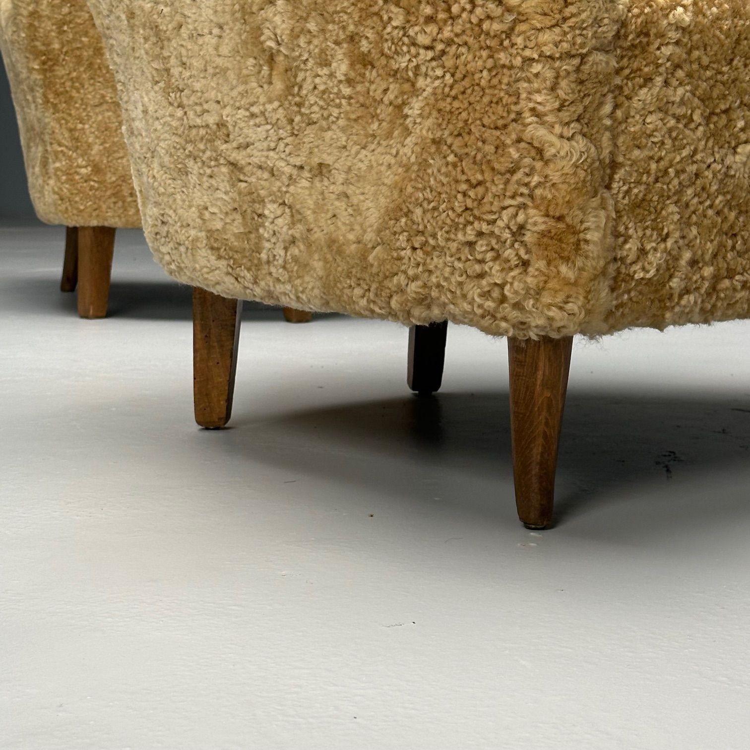 Paolo Buffa, Italienische Mid-Century-Modern-Loungesessel, Shearling, Italien, 1950er Jahre 5