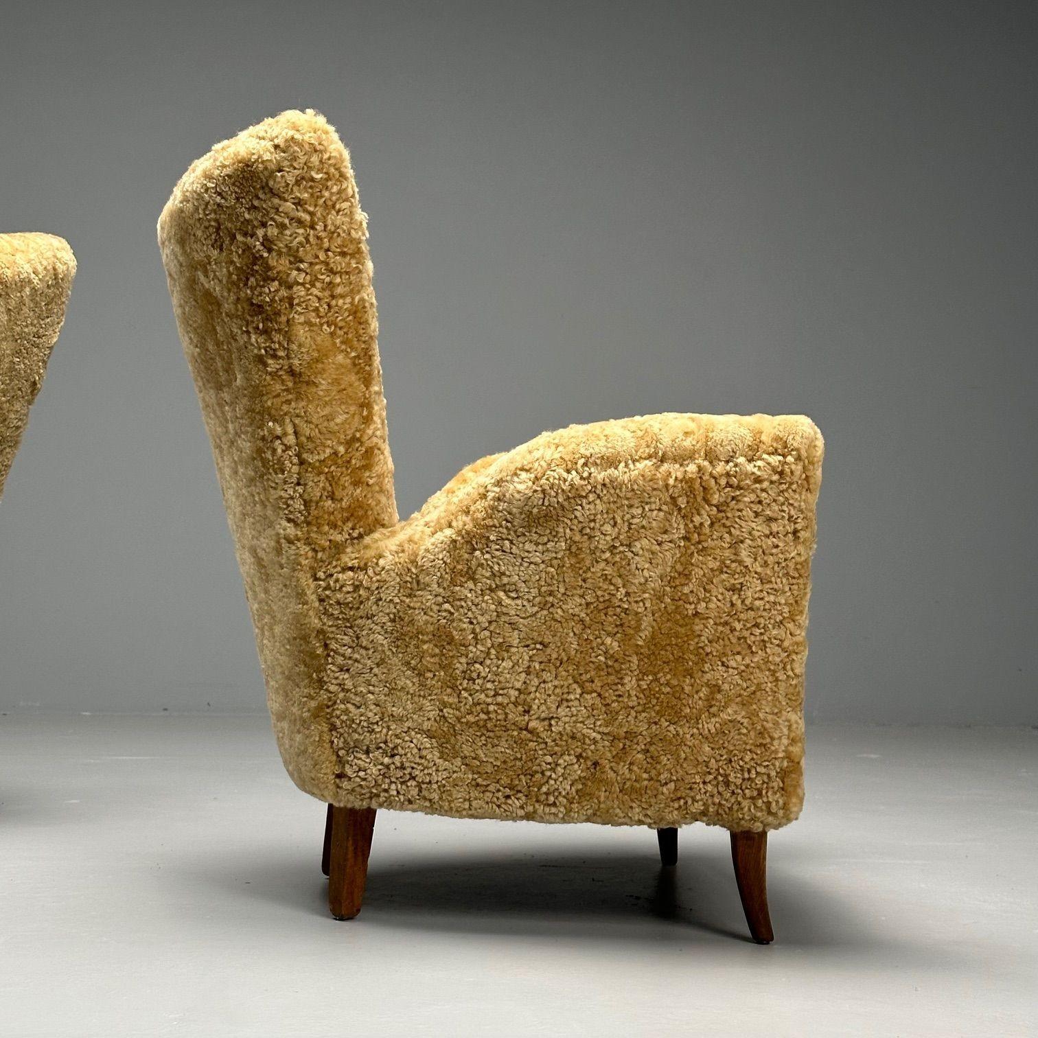 Paolo Buffa, Italienische Mid-Century-Modern-Loungesessel, Shearling, Italien, 1950er Jahre 3