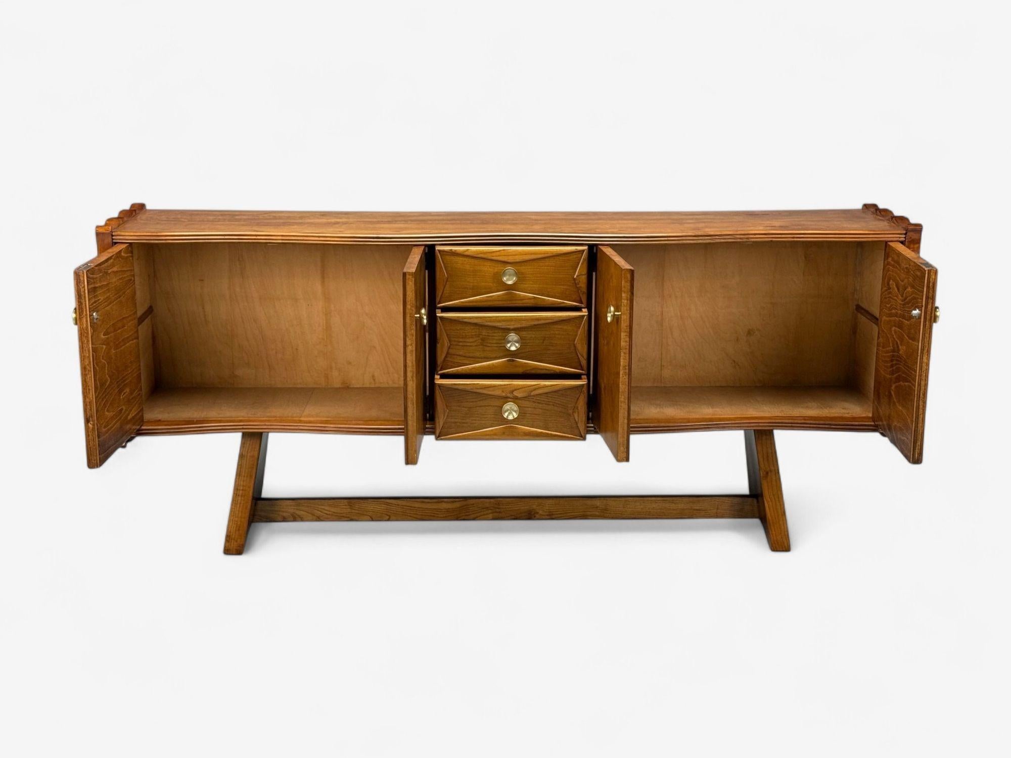 Paolo Buffa, Italian Modern, Cherrywood, Brass, Sideboard, Italy, 1950s For Sale 5