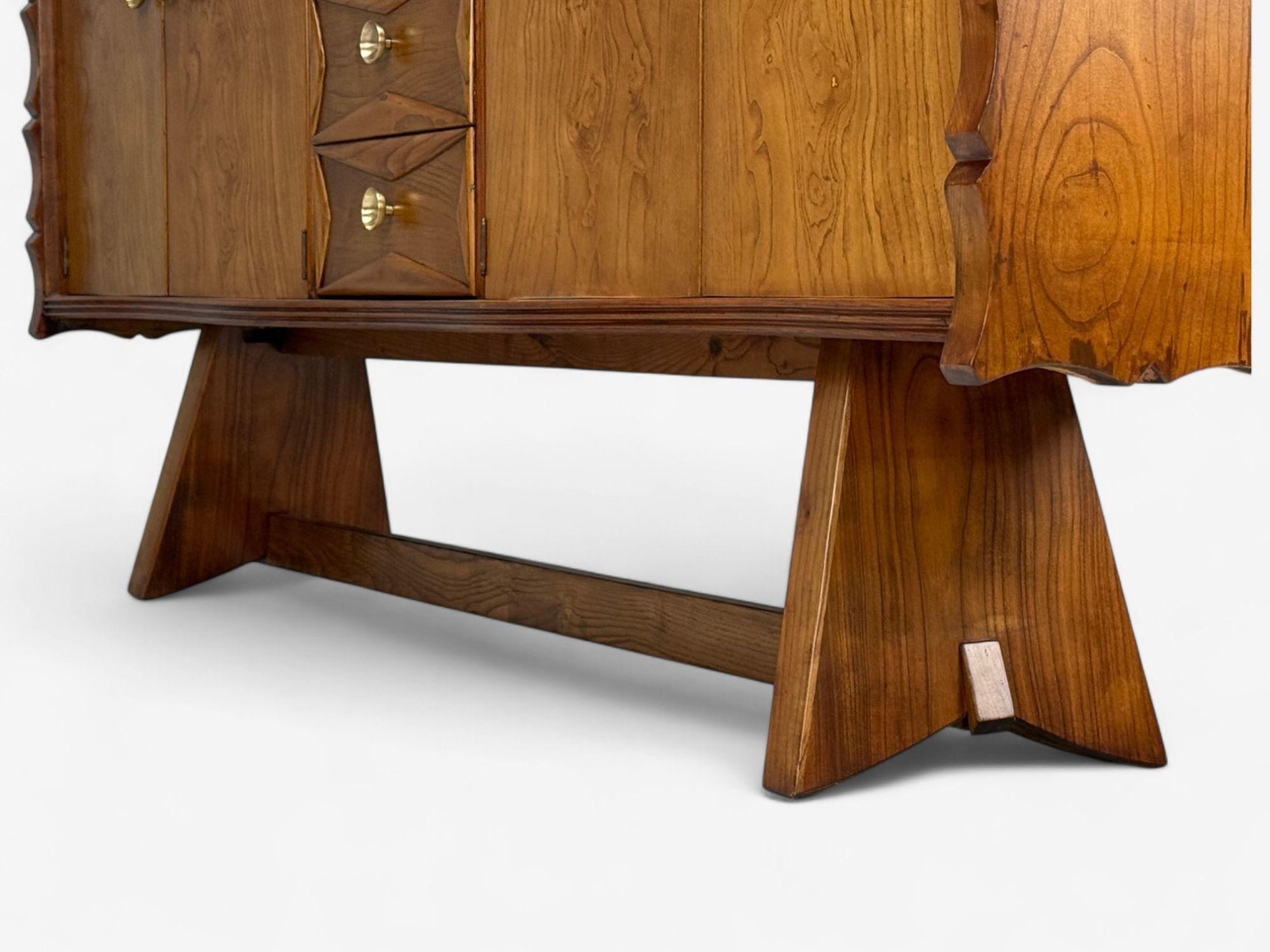 Paolo Buffa, Italian Modern, Cherrywood, Brass, Sideboard, Italy, 1950s For Sale 10