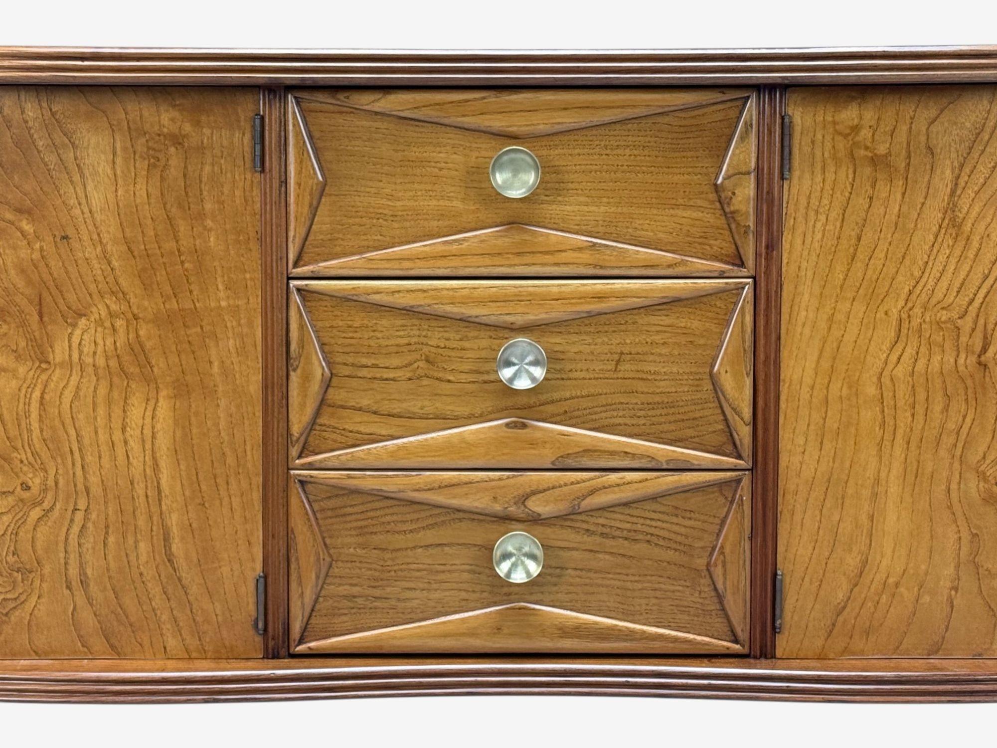 Paolo Buffa, Italian Modern, Cherrywood, Brass, Sideboard, Italy, 1950s For Sale 4