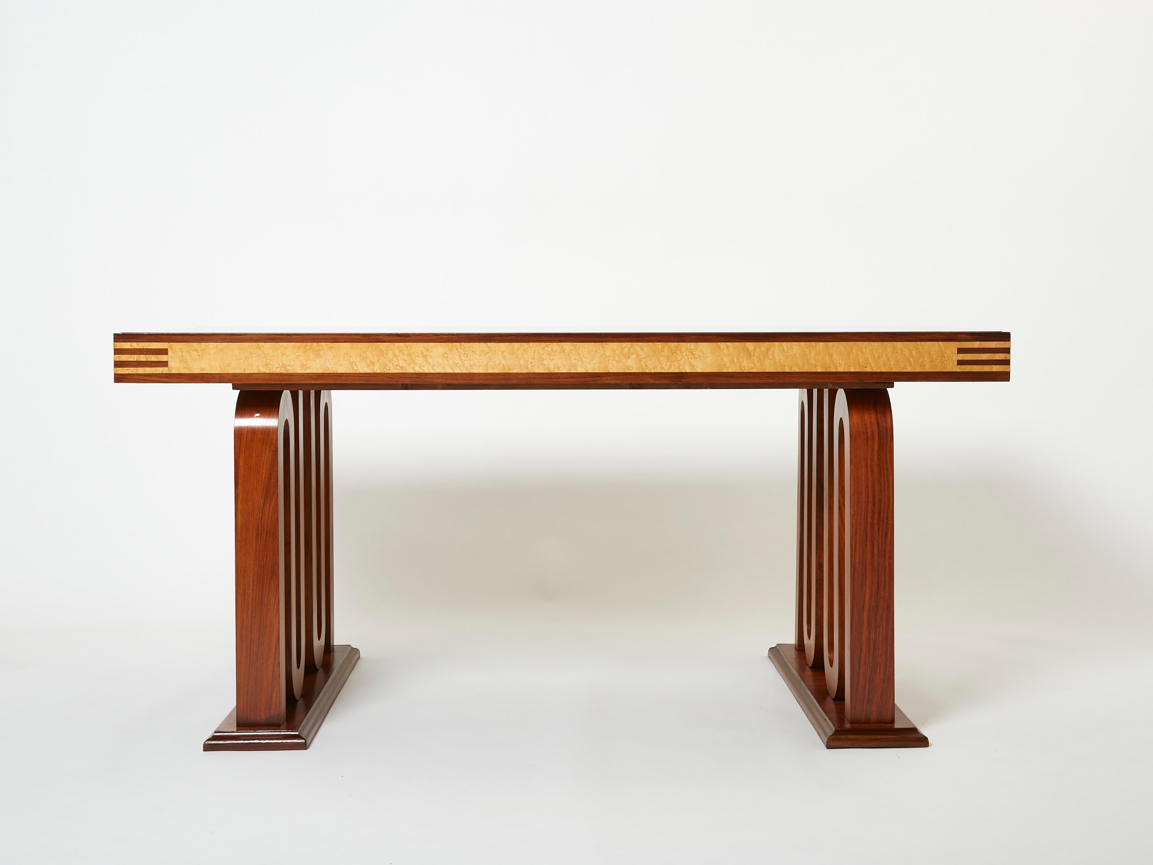 Paolo Buffa Italian rosewood maple black glass desk table 1940s 5