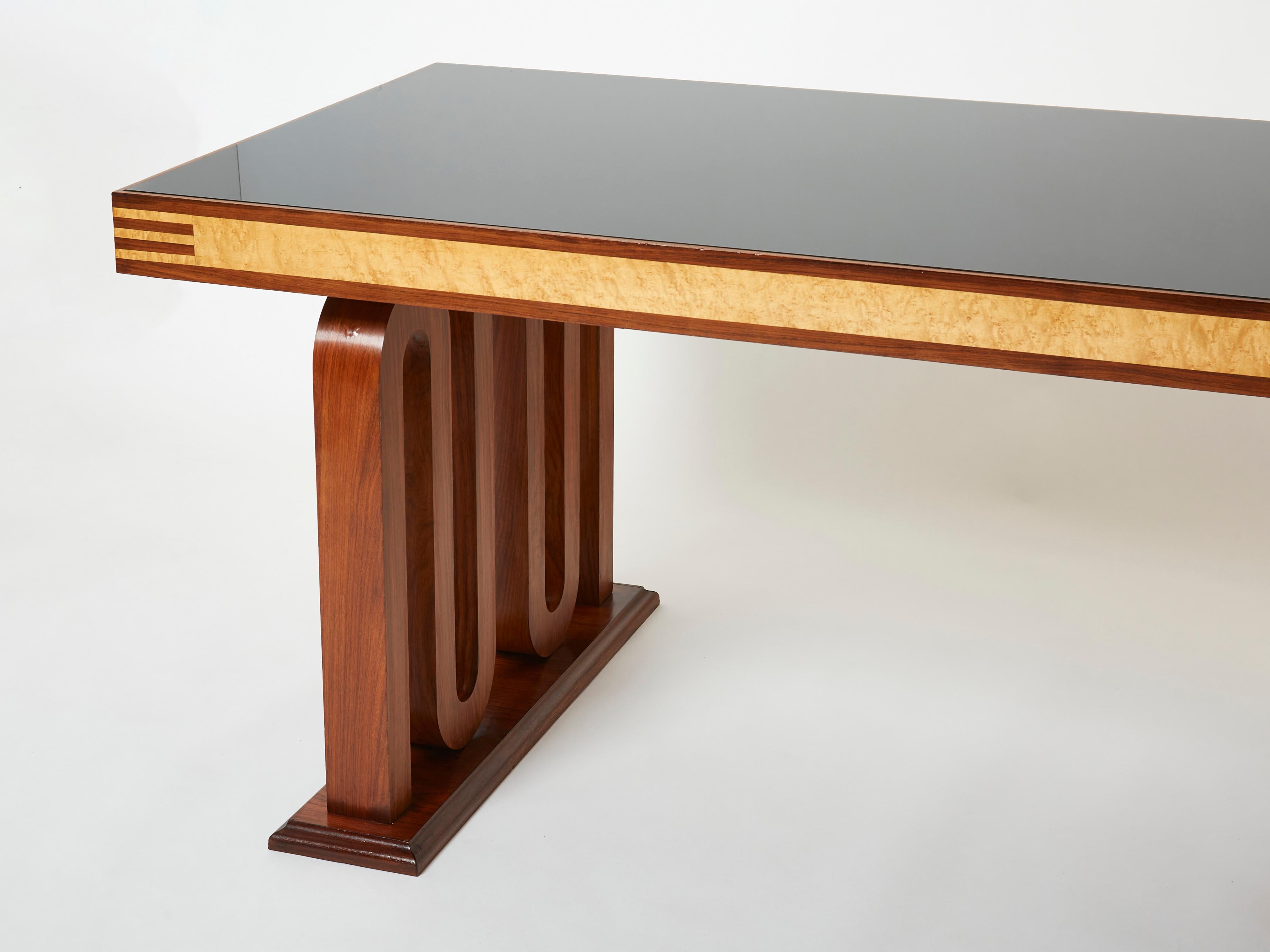 Paolo Buffa Italian rosewood maple black glass desk table 1940s 2