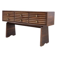 Italienisches Paolo Buffa Sideboard aus Nussholz und Messing:: 1950er