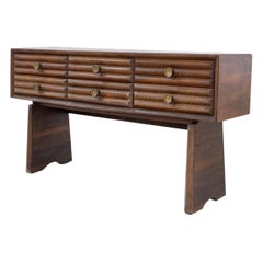 Paolo Buffa Italian Sideboard in Walnut and Brass, 1950s