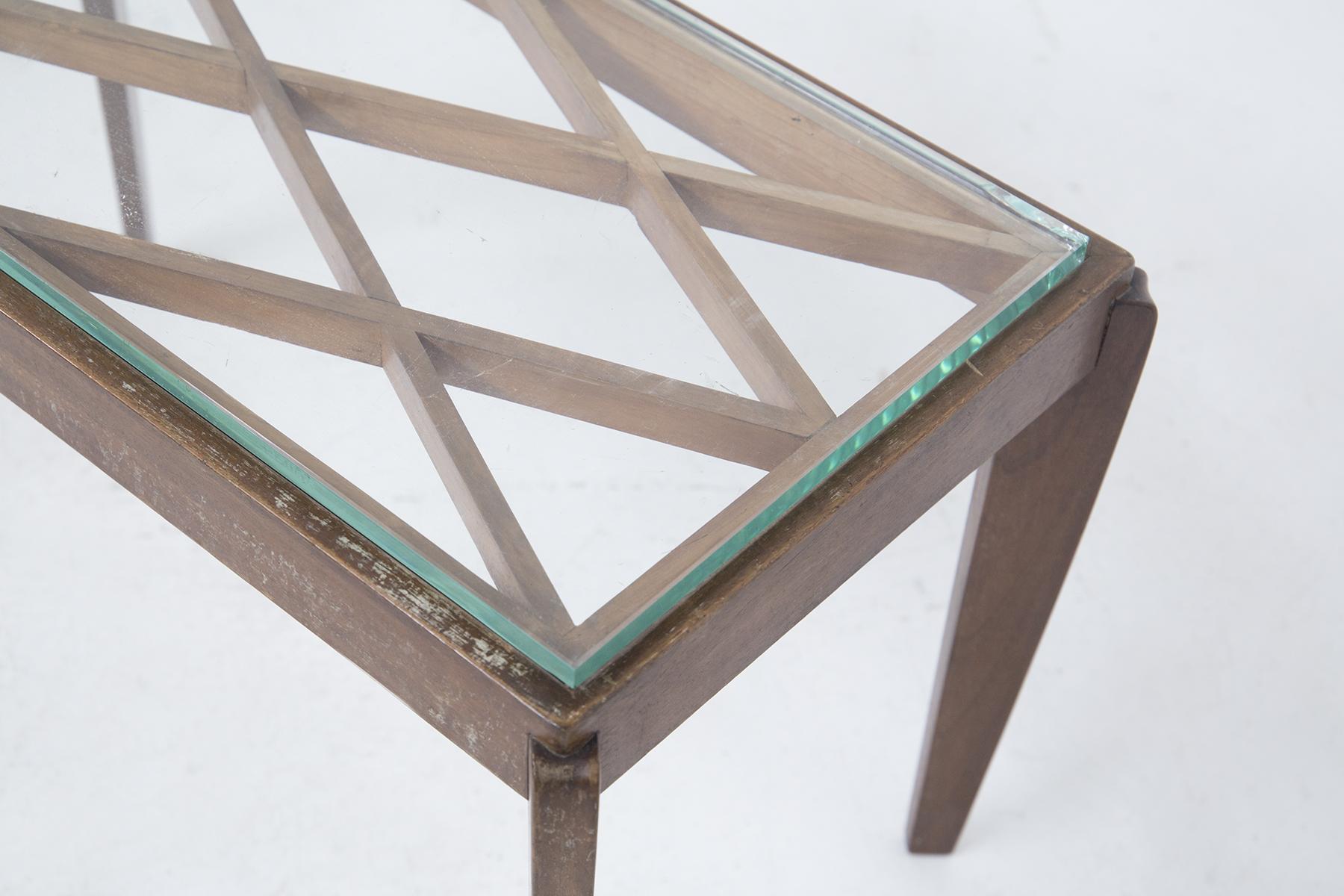 Mid-Century Modern Paolo Buffa Italian Wood and Glass Coffee Table Attr