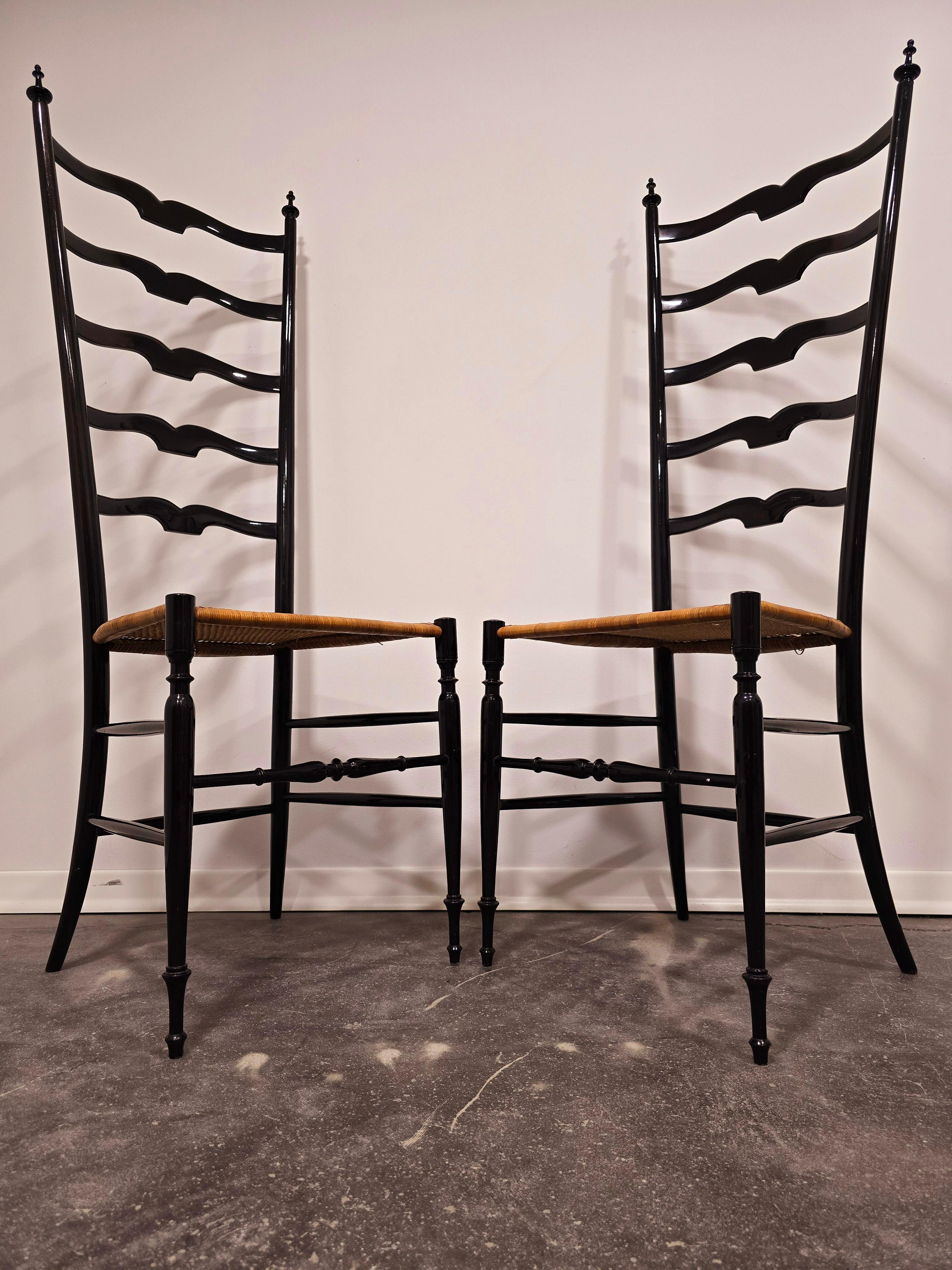 Mid-Century Modern Chiavari Ladder chairs, Italy 1950s For Sale