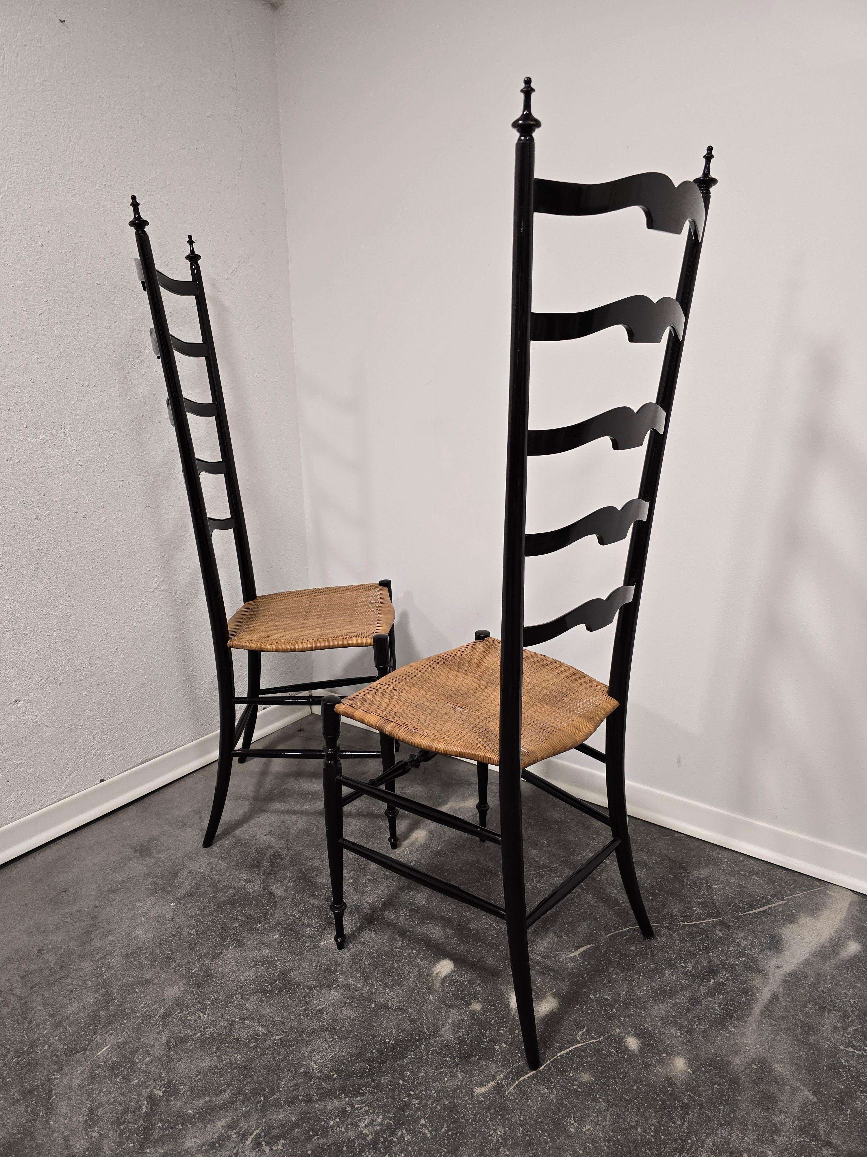 Cane Chiavari Ladder chairs, Italy 1950s For Sale