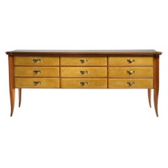 Paolo Buffa Grande credenza in Wood, ottone e piano in vetro, anni '50