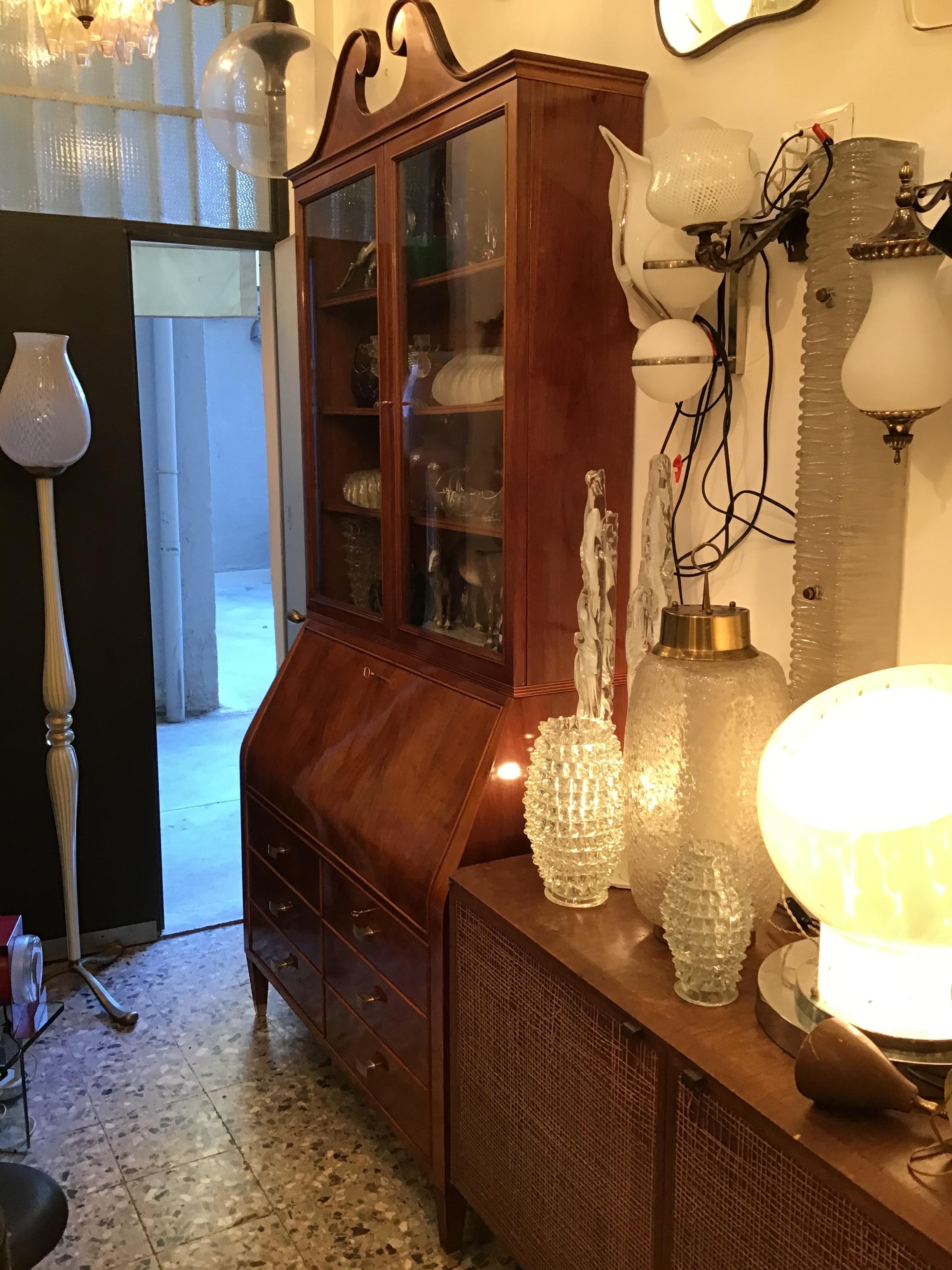 Paolo Buffa Bücherregal/Barschrank Messing Glas Holz 1950er Jahre Italien im Angebot 3