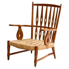 Paolo Buffa, Lounge Chair, Cherry, Rush, Italy, 1940s