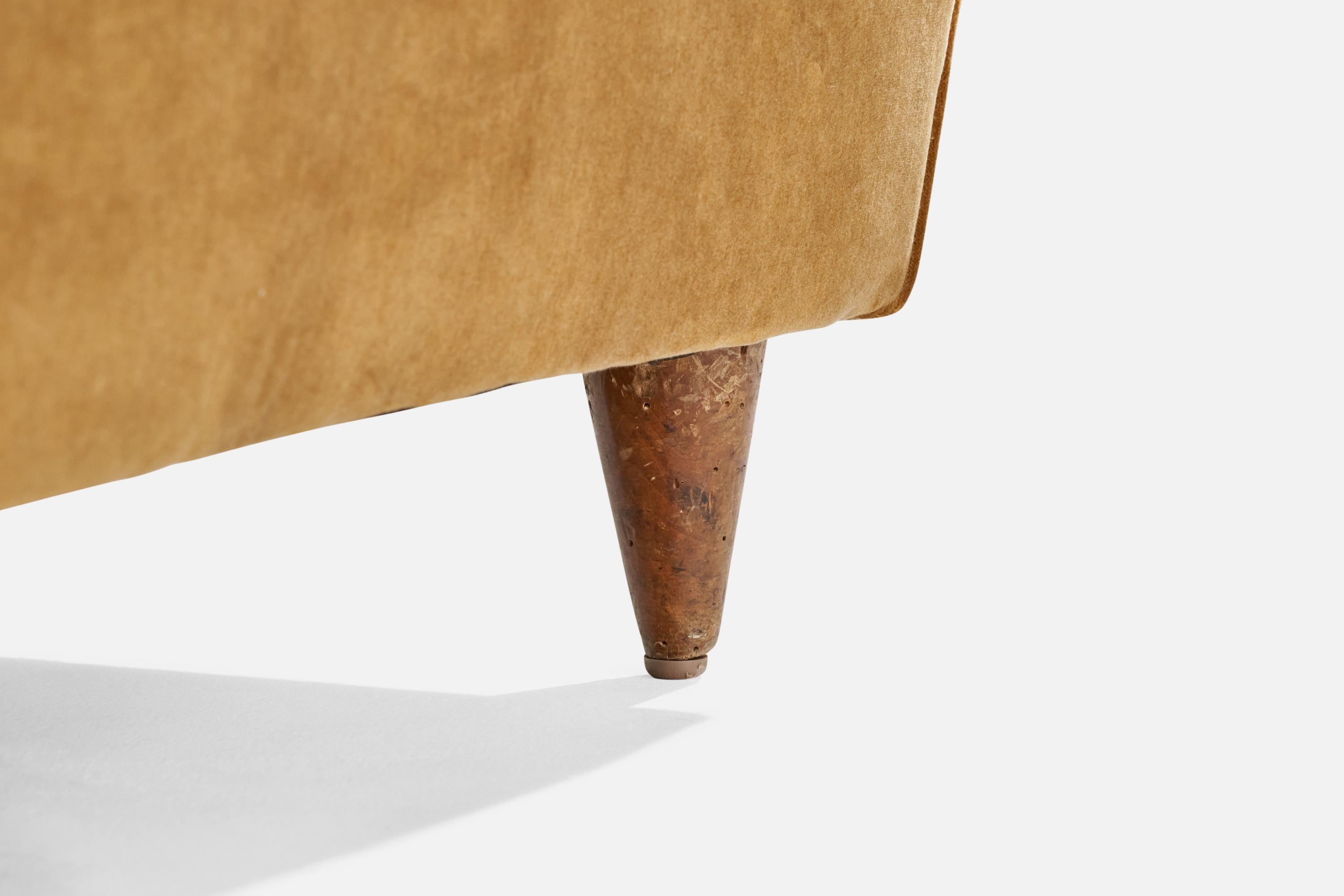 Paolo Buffa, Lounge Chairs, Walnut, Velvet, Italy, 1950s For Sale 5