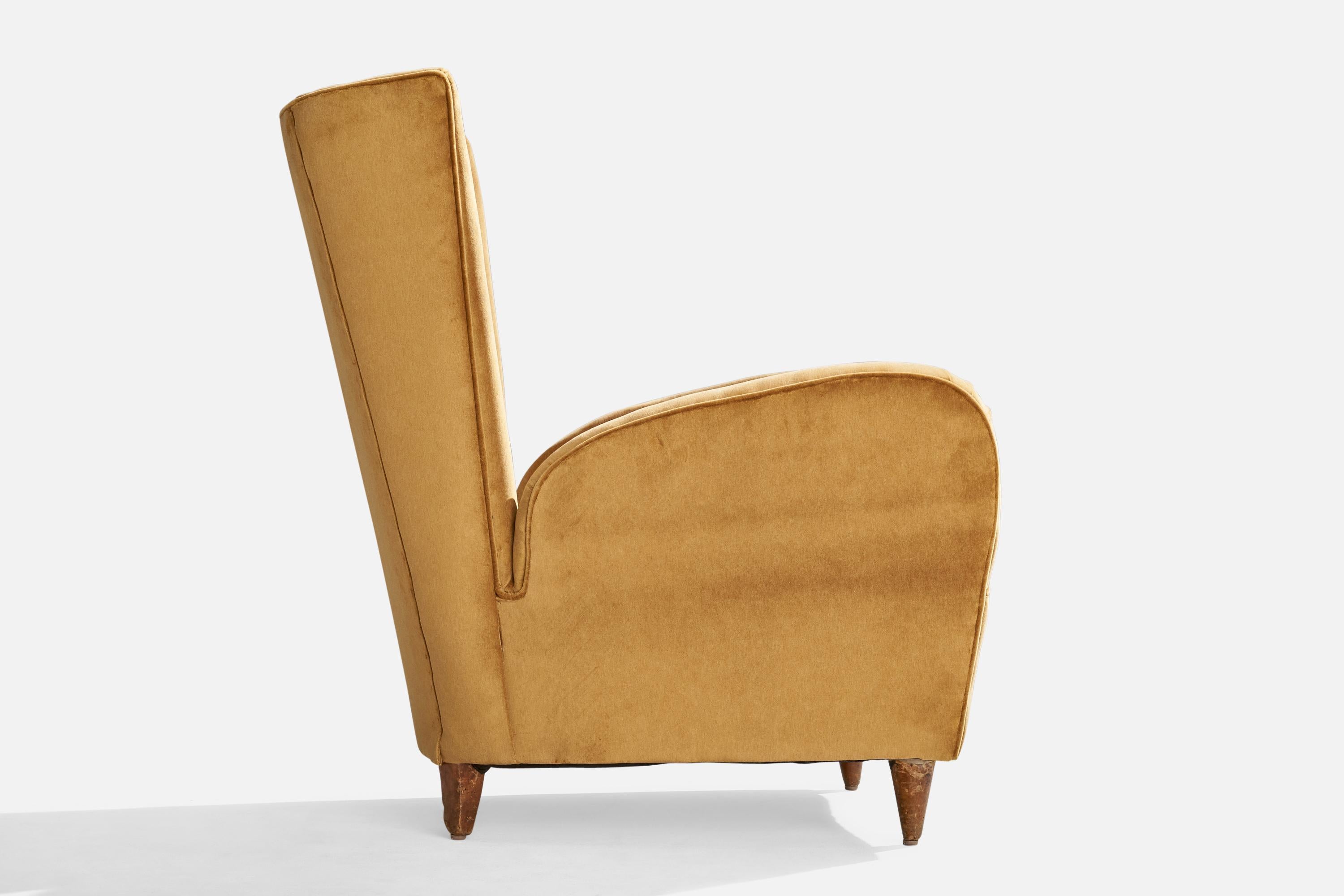 Paolo Buffa, Lounge Chairs, Walnut, Velvet, Italy, 1950s For Sale 1