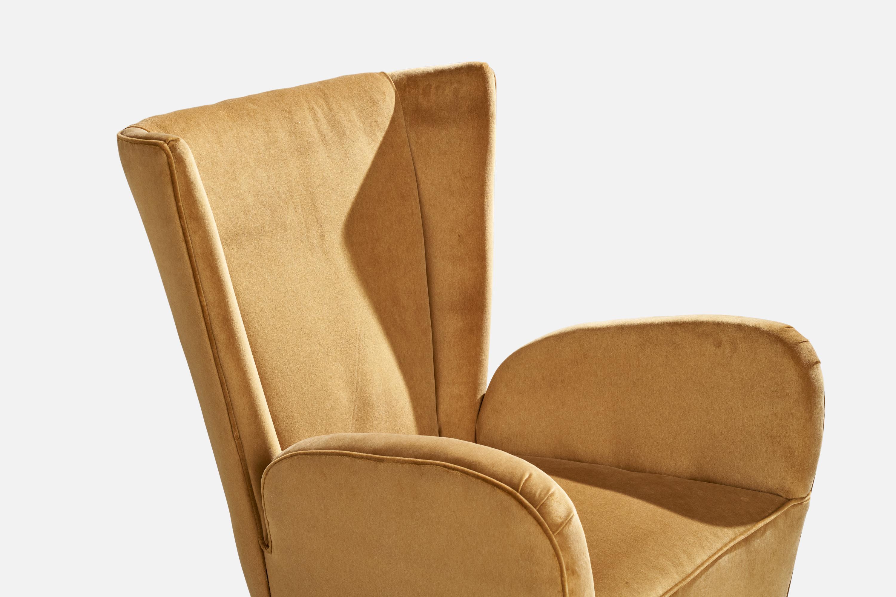 Paolo Buffa, Lounge Chairs, Walnut, Velvet, Italy, 1950s For Sale 2