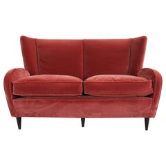 Paolo Buffa Loveseat Sofa in Rose Velvet