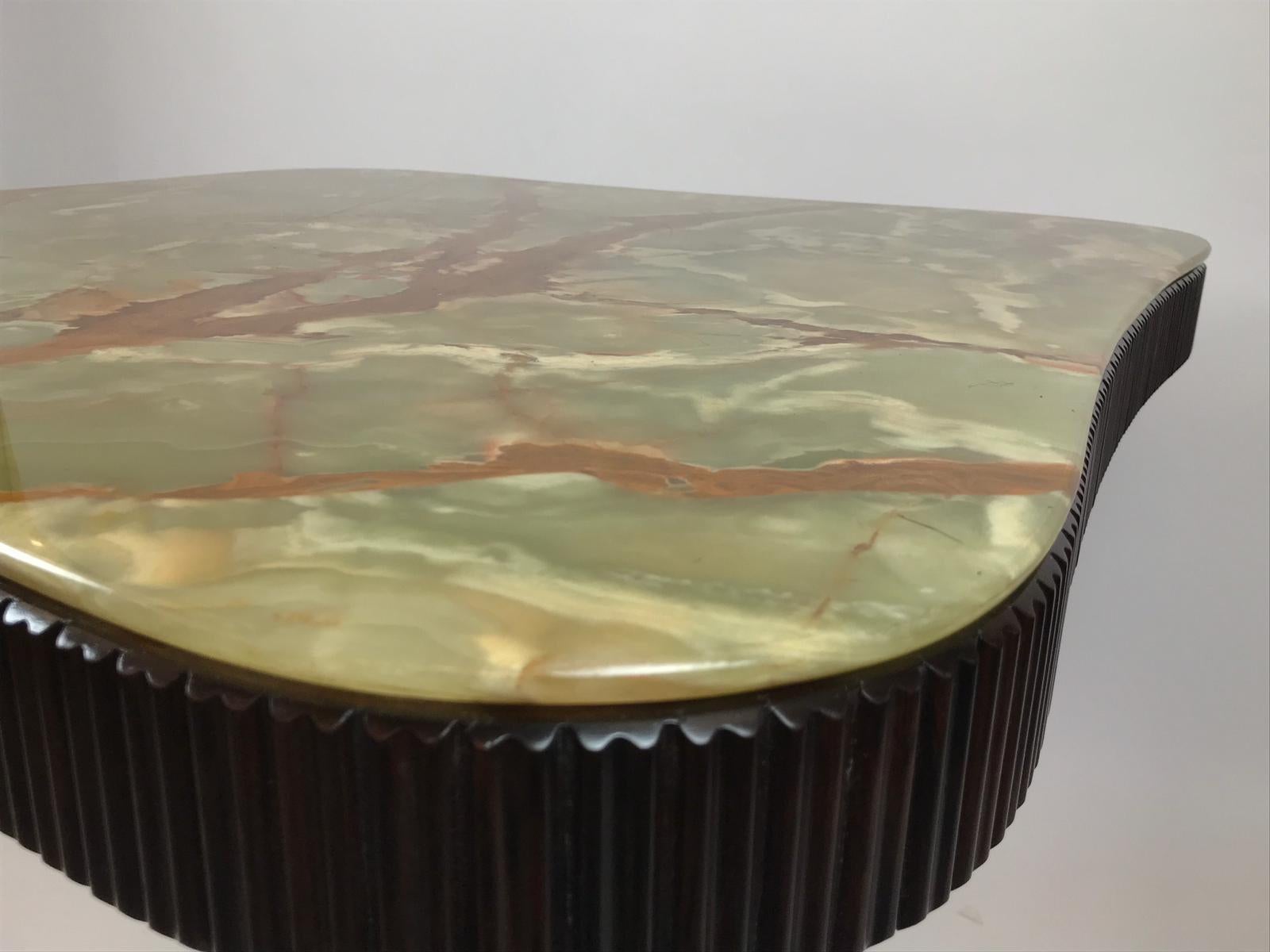 Italian  Paolo Buffa Magnificent Occasional Table in Mahogany with an Onyx Top