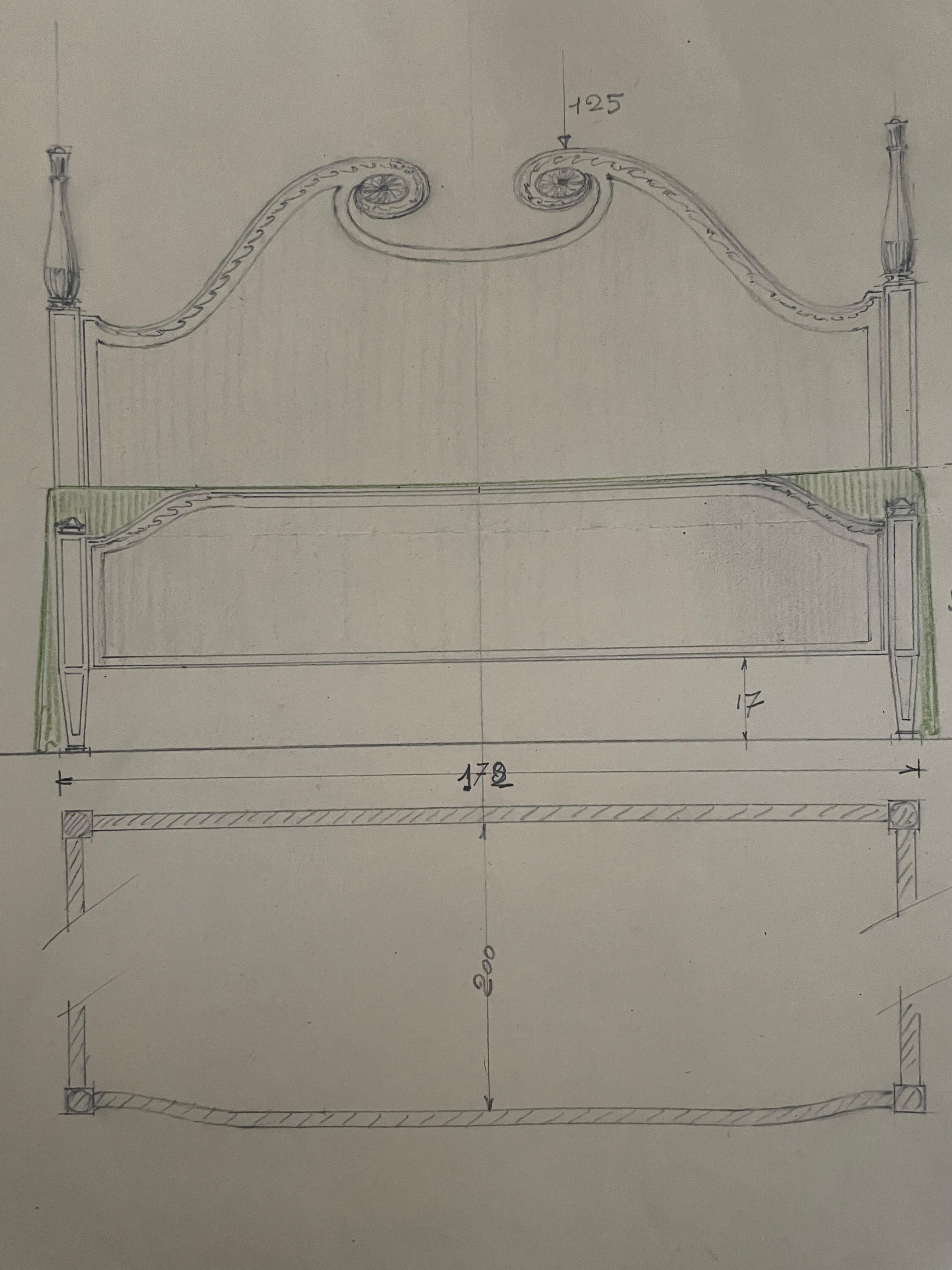 Paolo Buffa - Cadre de lit double en bois fin du milieu du siècle dernier en vente 5