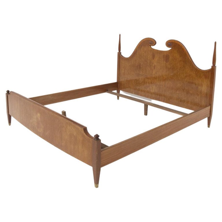 Paolo Buffa MidCentury Fine Double Bed Frame in Wood For Sale at 1stDibs