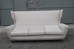 Style Paolo Buffa Mid-century Italian Sofà high backrest 1950s Chanel tessut
