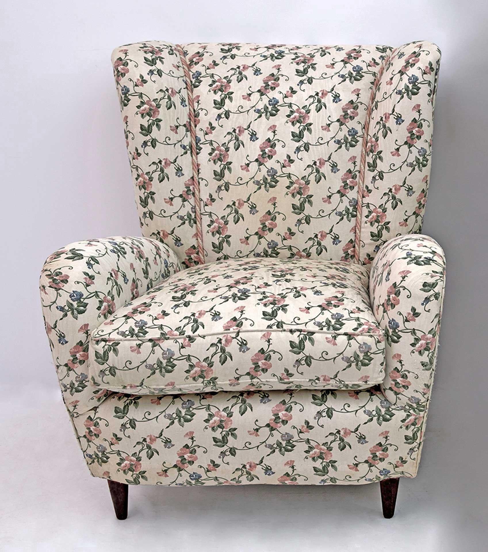 Fabric Paolo Buffa Mid-Century Modern Italian Armchair, 1950s For Sale