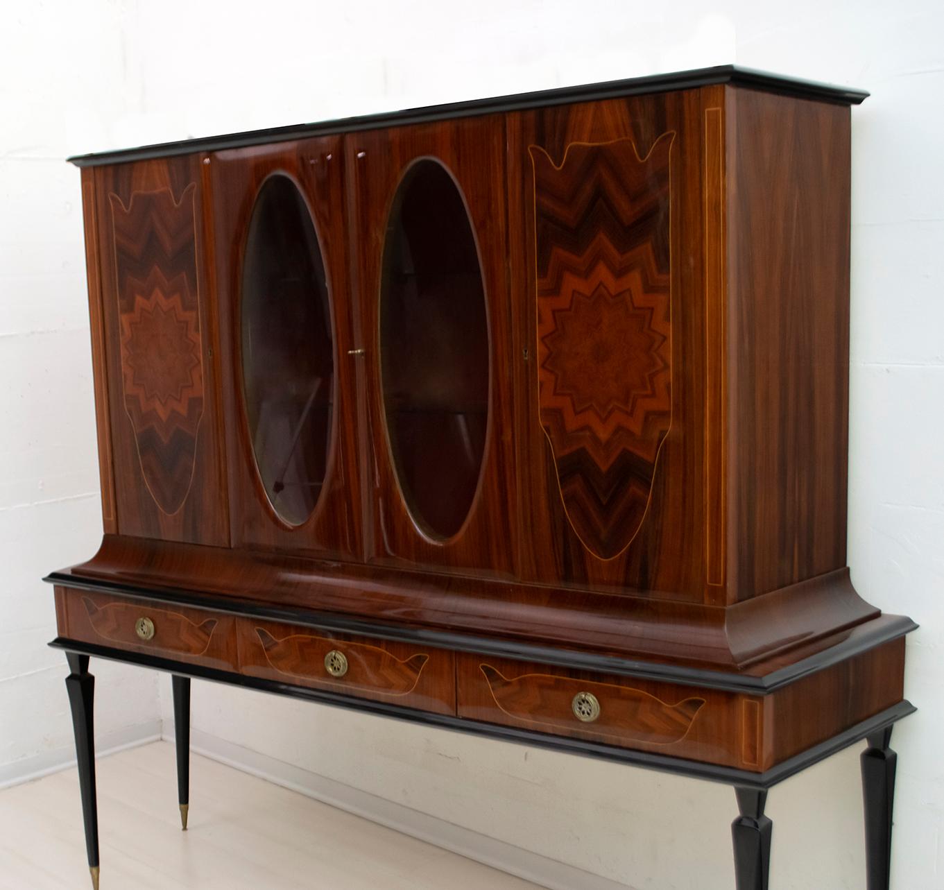 Paolo Buffa Mid-Century Modern Italian Maple Inlay Bar Cabinet, 1950s 5