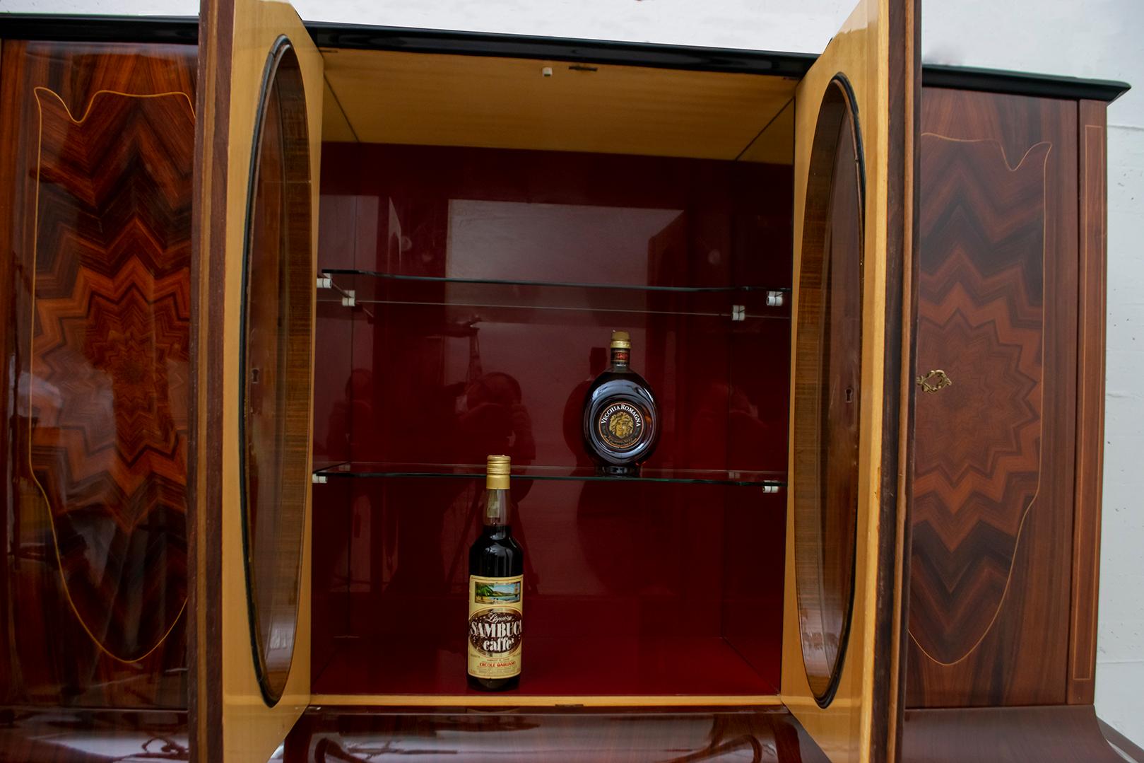 Paolo Buffa Mid-Century Modern Italian Maple Inlay Bar Cabinet, 1950s 9