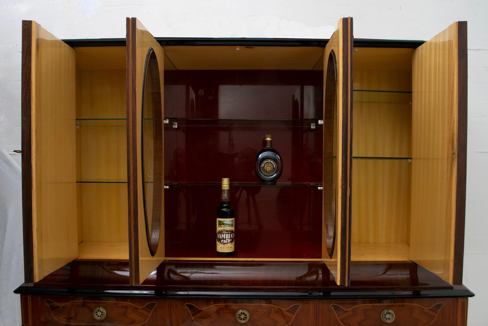 Paolo Buffa Mid-Century Modern Italian Maple Inlay Bar Cabinet, 1950s In Good Condition In Puglia, Puglia